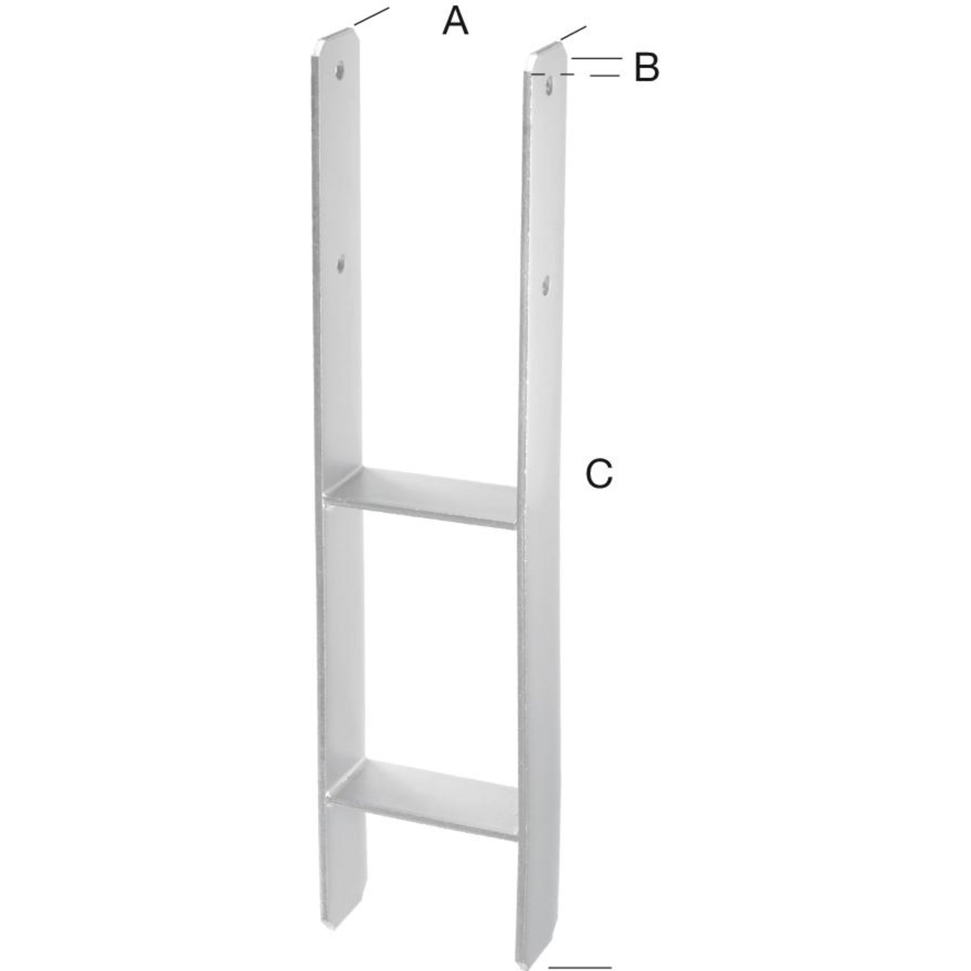 H-Pfostenträger zum Einbetonieren, feuerverzinkt, Materialstärke 5,6 mm