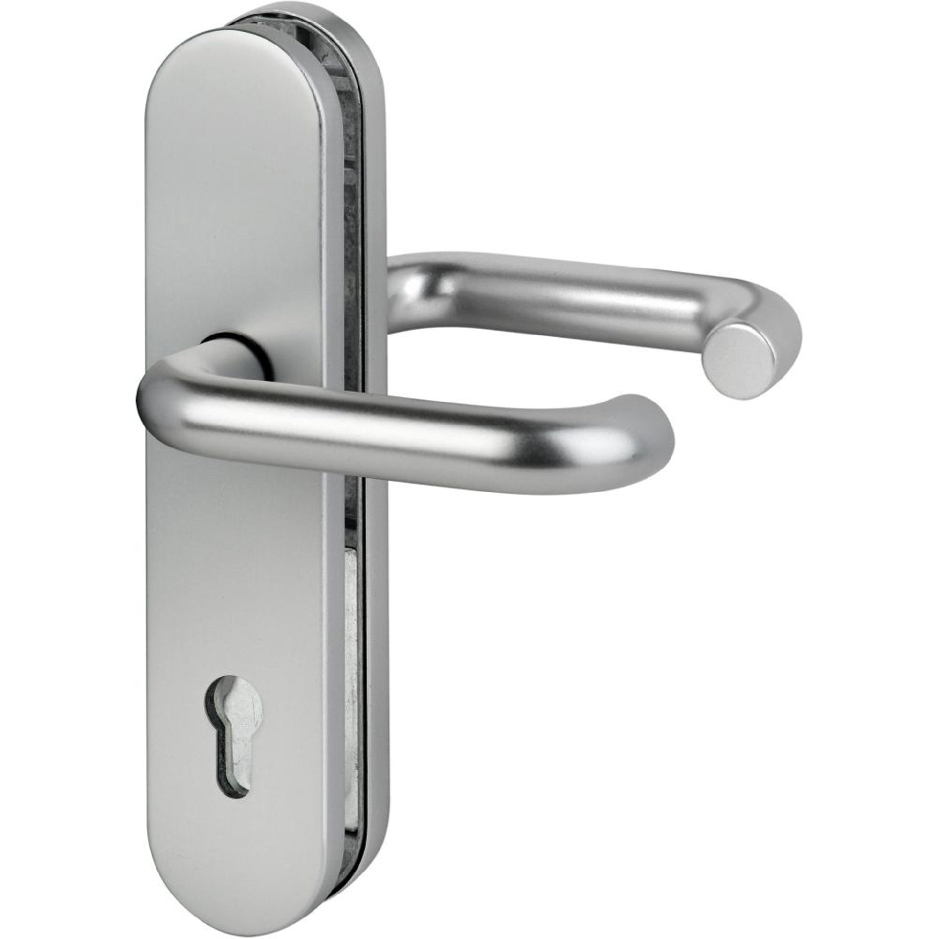 Drücker-Garnitur, SI-DRG Logo 8753/7203, LS ov.,12mm,ES1/PZ 72/8, ER,TS 35-45