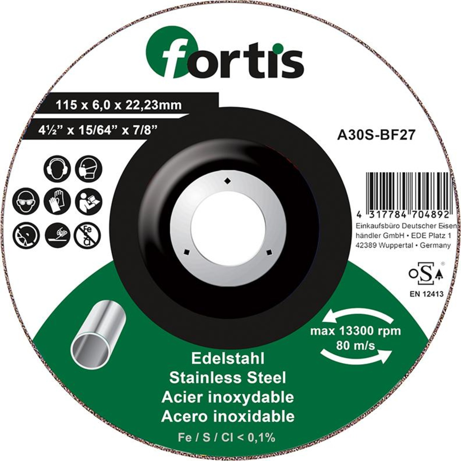 Schruppscheibe Edelstahl 115 x 6,0mm FORTIS