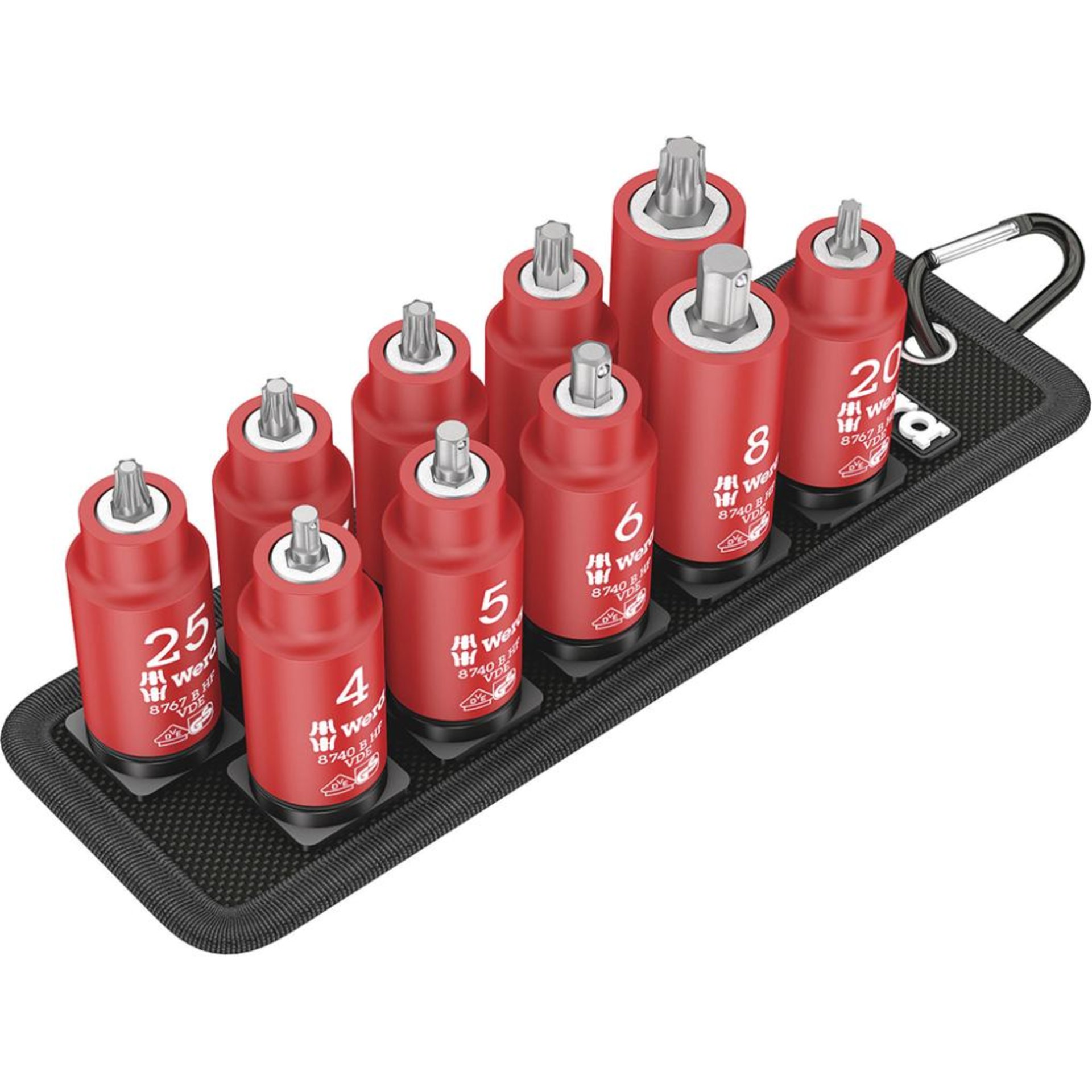 Schraubendreher-Einsatz- Garnitur 3/8" VDE T20-45 und I-6kt. 4-8mm Wera