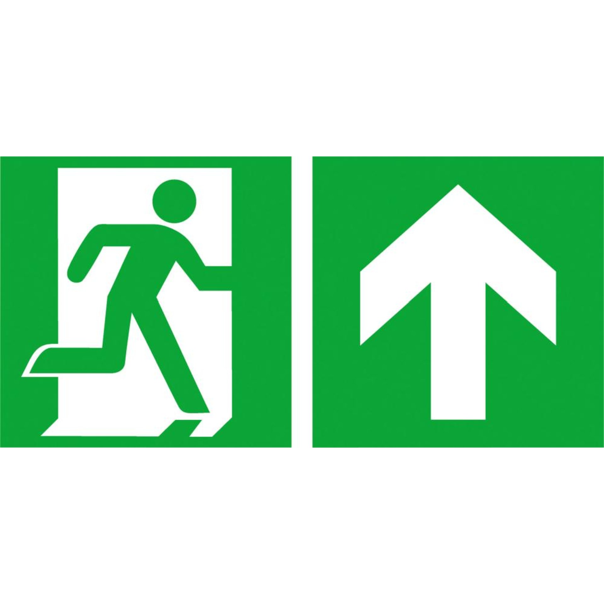 Rettungsschild, Notausgang rechts aufwärts