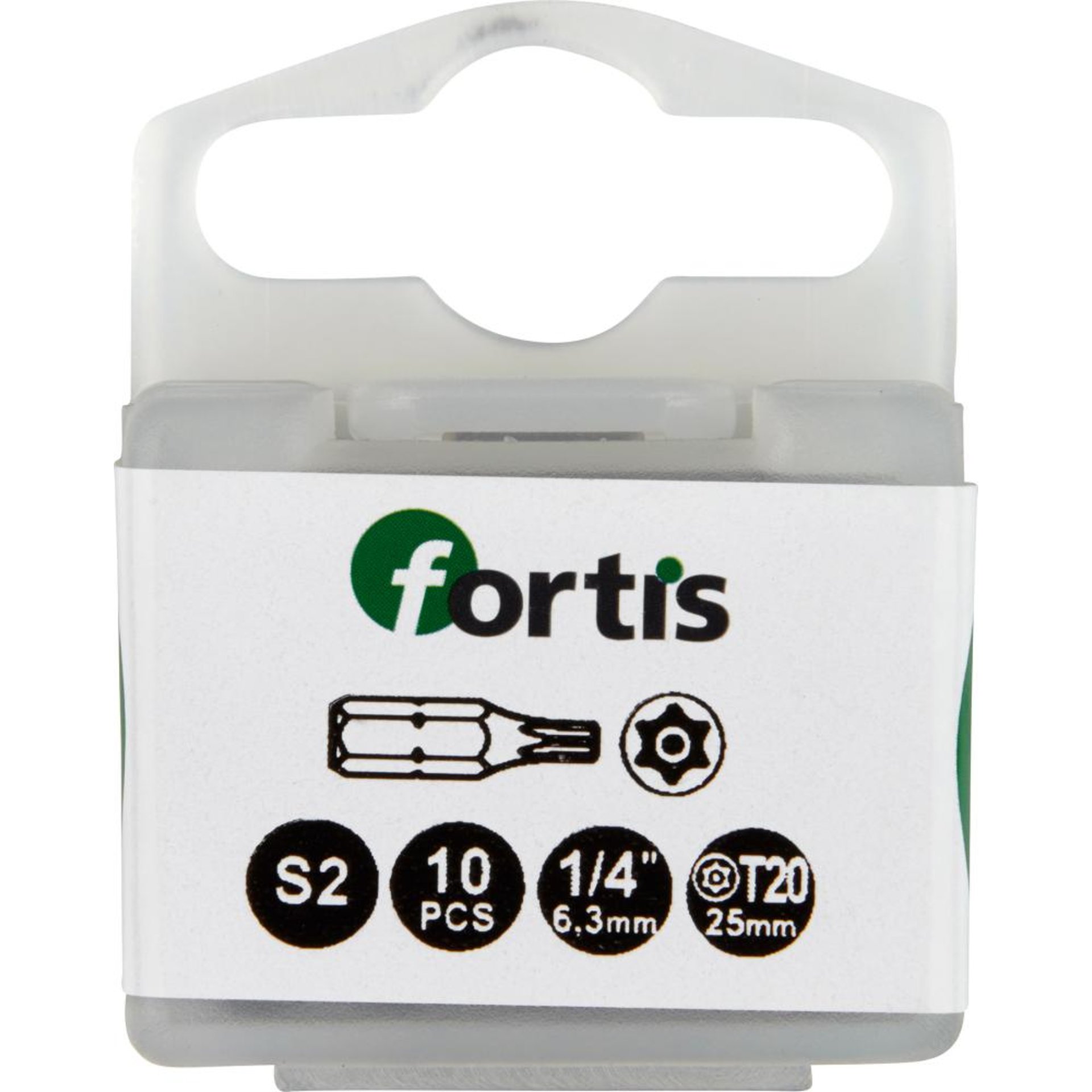 Bit zähhart 1/4" DIN3126 C6,3 T20x25mm mit Bohrung 10er Pack FORTIS