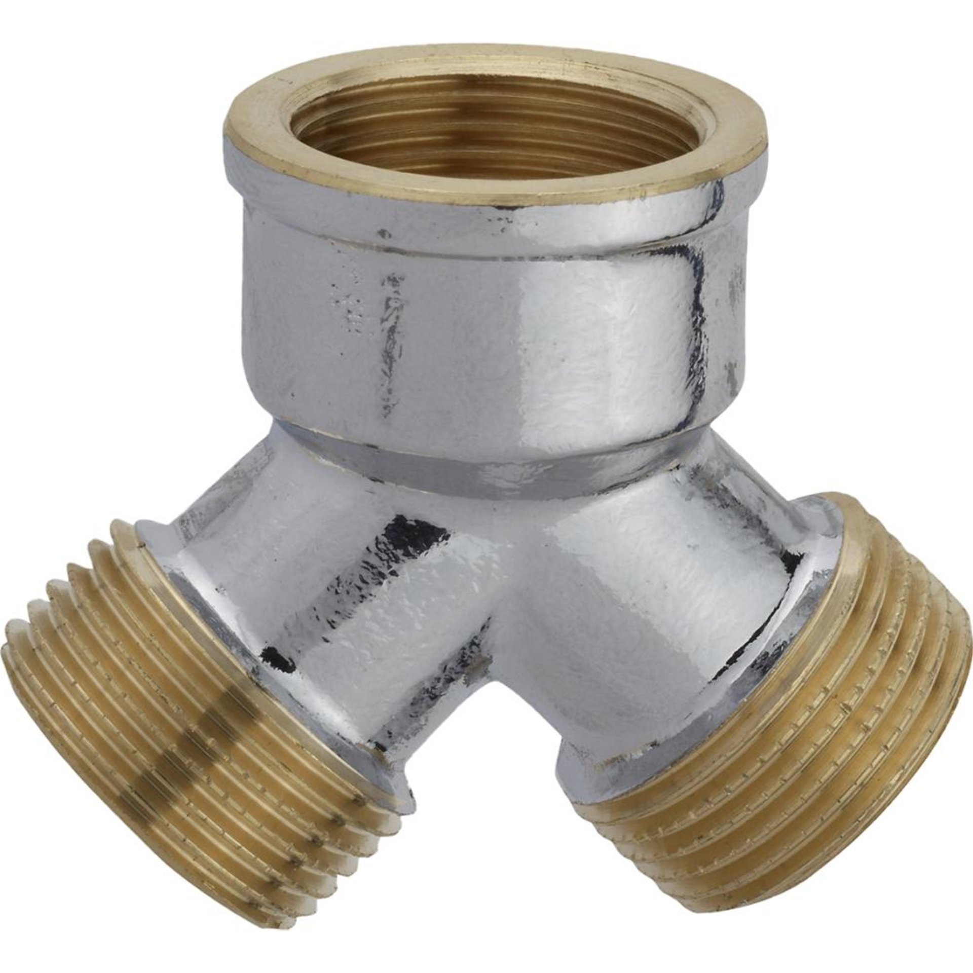 MS 2-Wege-Verteiler, Chrom, 3/4"IG x 3/4"AG