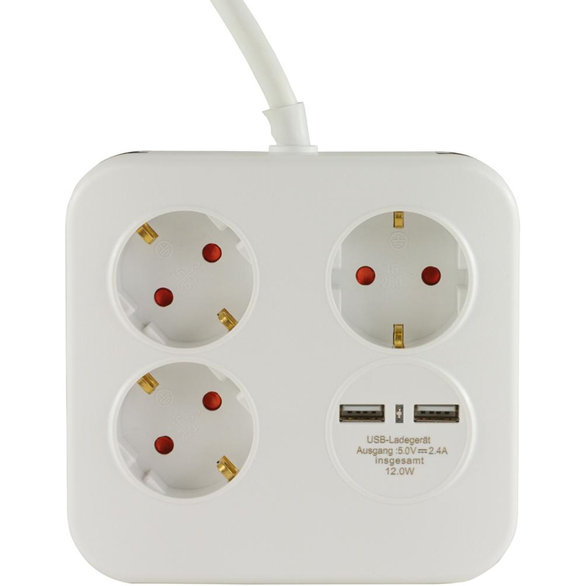 Steckdosenleiste 3-fach 2xUSB weiß-schwarzPowerquad REV
