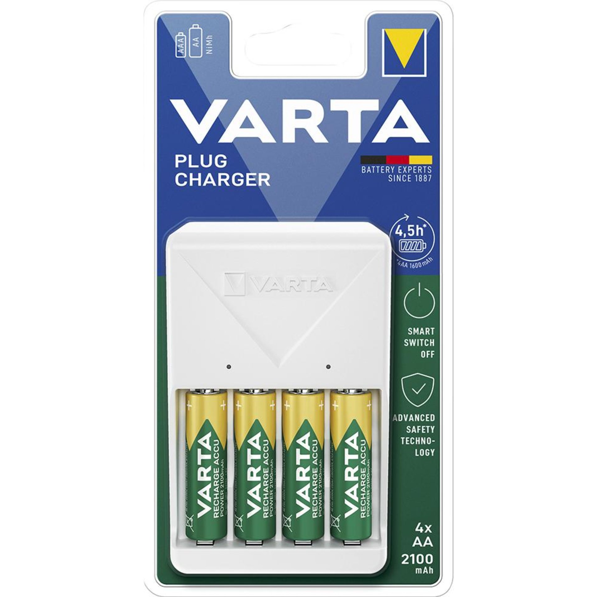 VARTA Plug Charger 4x AA 56706 2100mAh