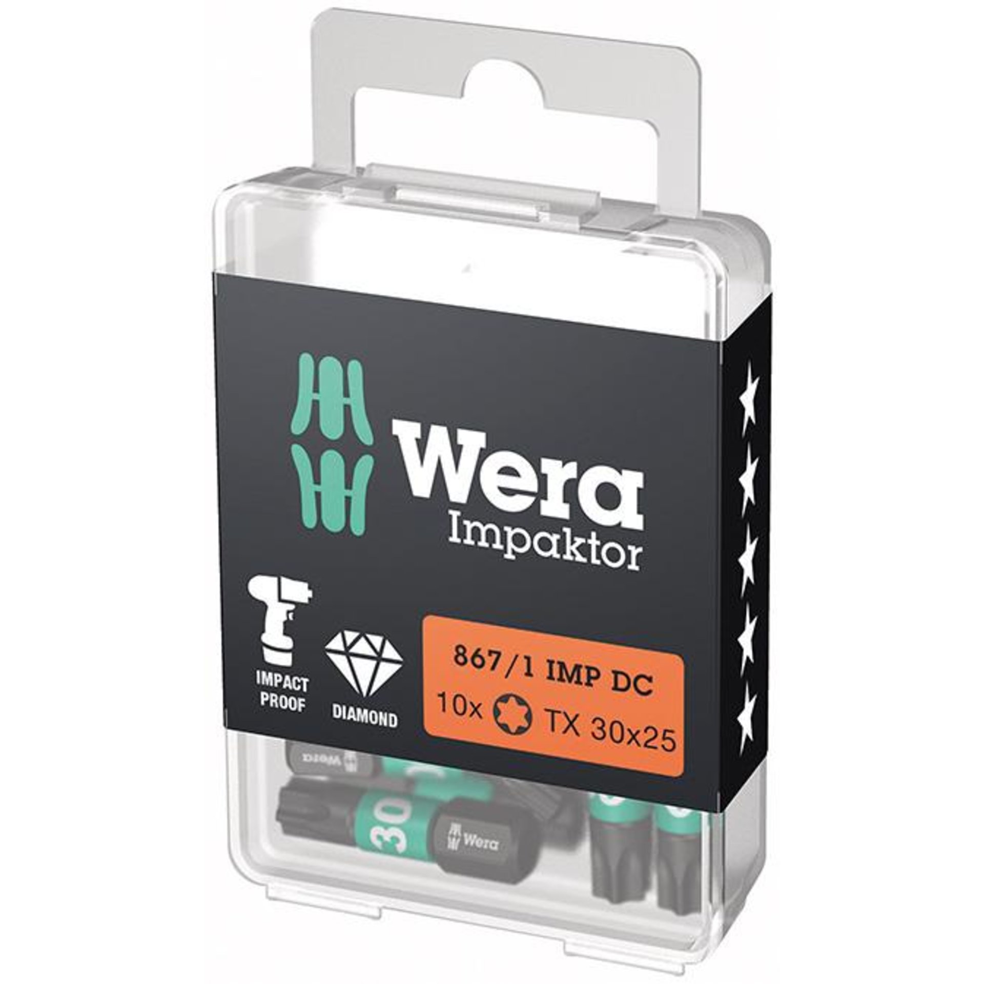 Bit Impaktor 1/4" DIN 3126 C6,3 T30x25mm 10er Pack Wera