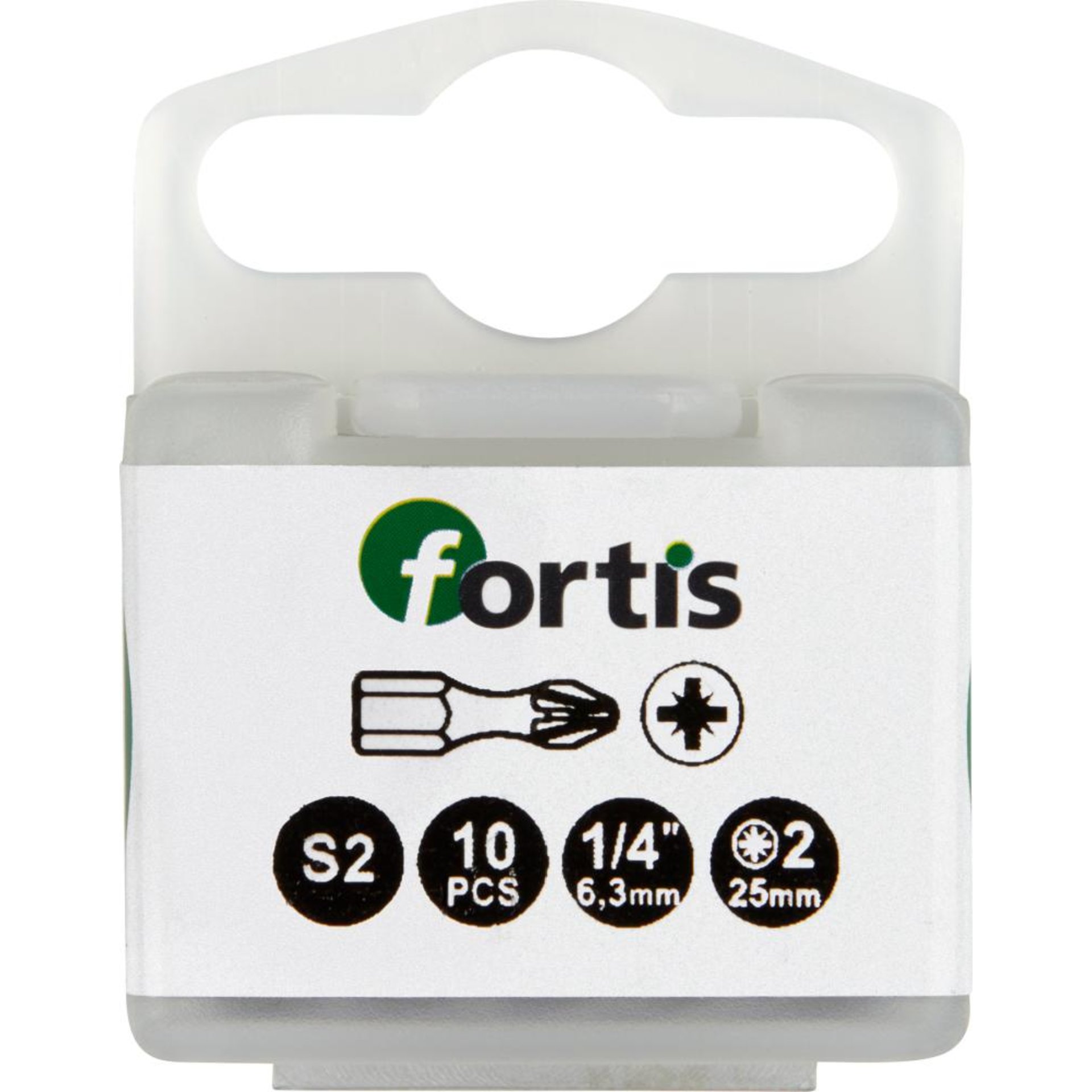 Bit Torsion 1/4" DIN3126 C6,3 PZ2x25mm 10er Pack FORTIS