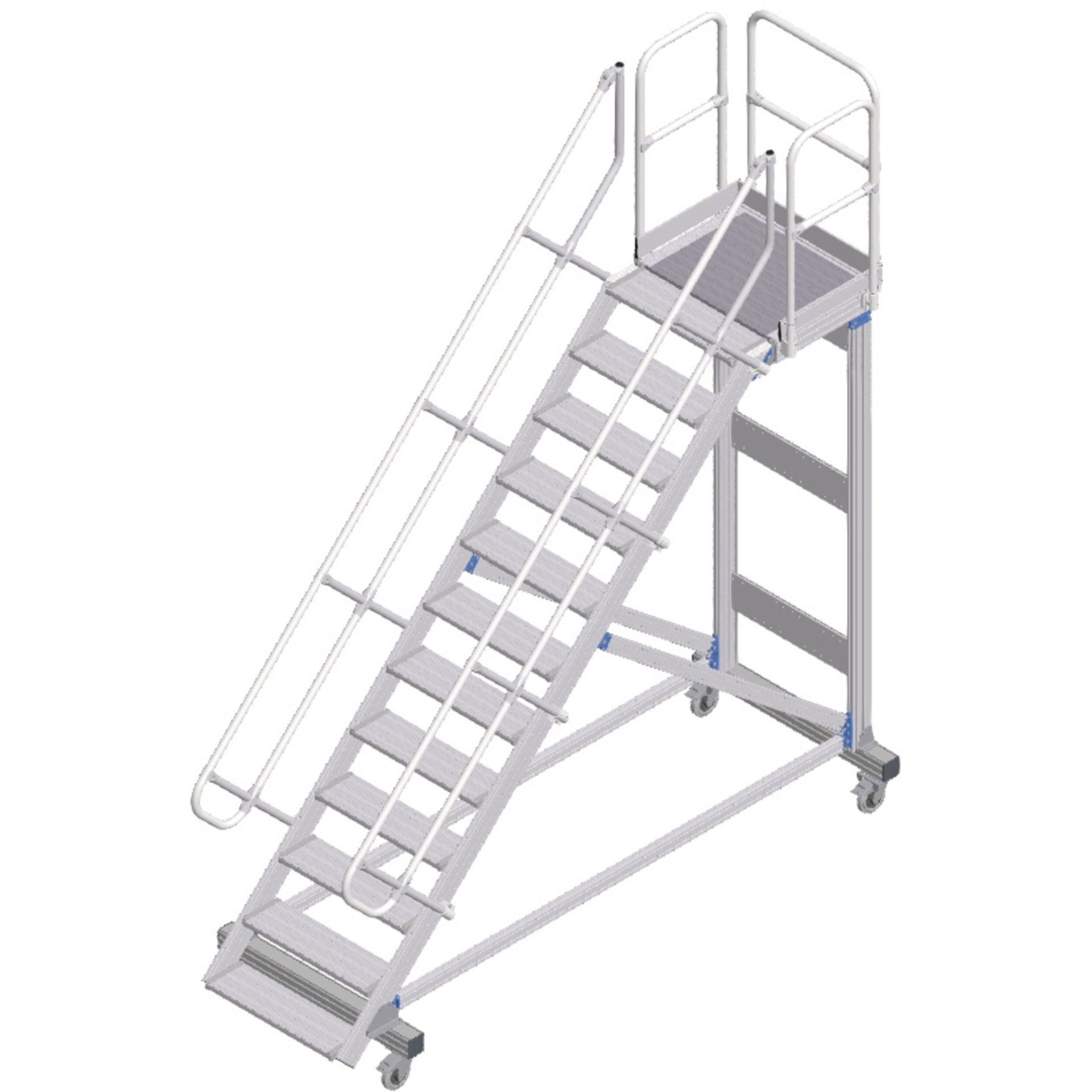 Plattformtreppe fahrbar 45° 12 Stufen, 800 mm breit, Höhe 2,79 m