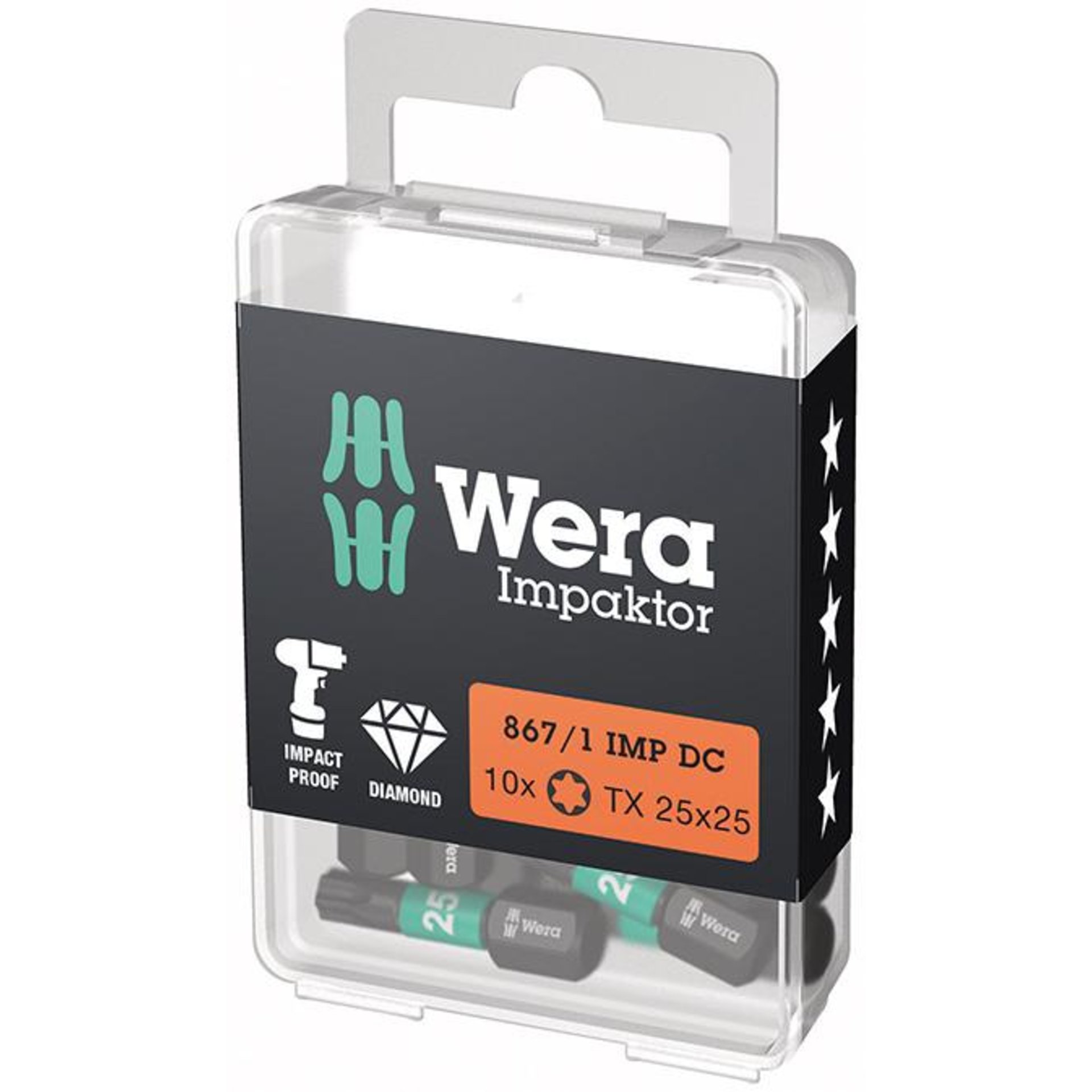 Bit Impaktor 1/4" DIN 3126 C6,3 T25x25mm 10er Pack Wera
