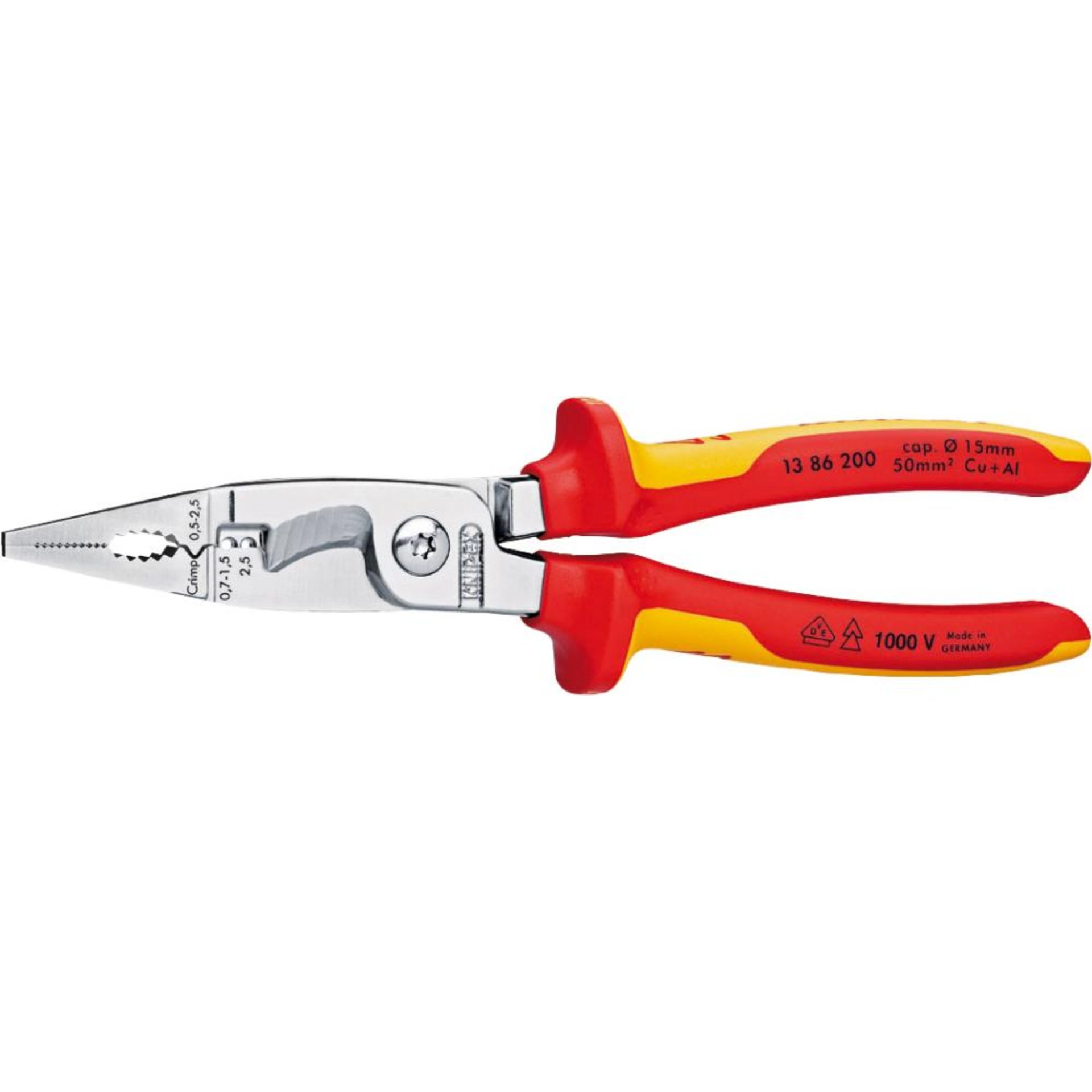 Elektroinstallationszangeverchromt VDE 200mm KNIPEX