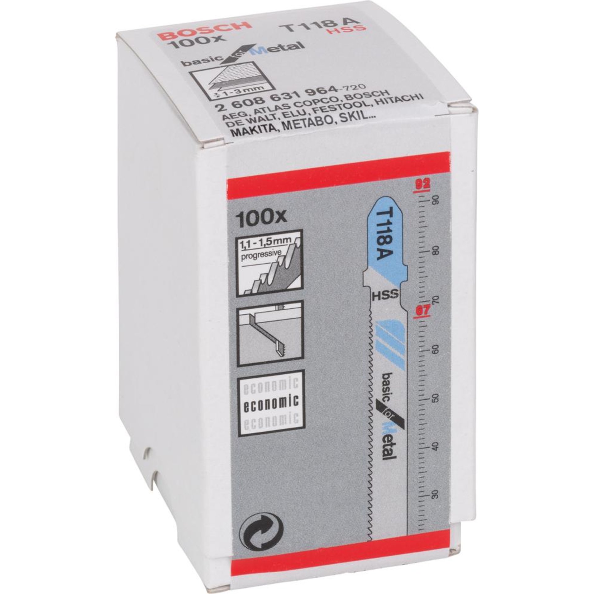 Stichsägeblatt T 118 A Bosch VE à 100 Stück Basic for Metal