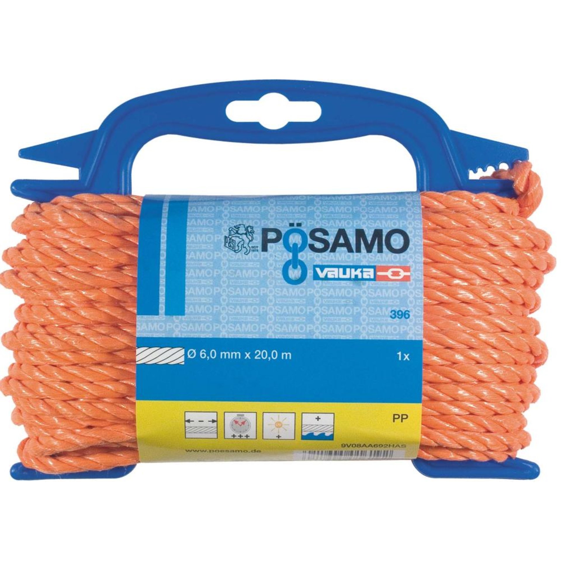 PP-Seil gedr. orange 6,0mmx20m auf Kz-Haspel PÖSAMO