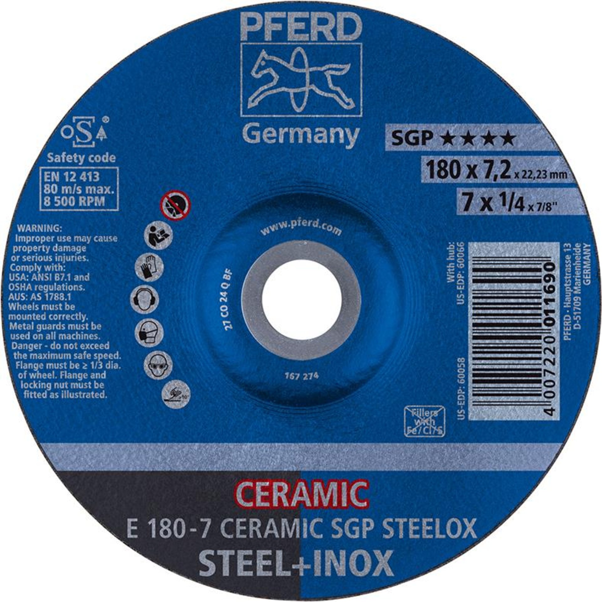 Schruppscheibe gekröpft CO24QSG 115x7,2mm PFERD