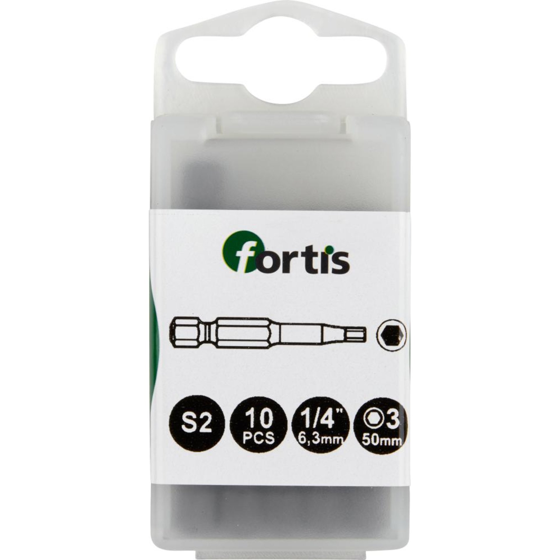 Bit zähhart 1/4" DIN3126 E6,3 Innensechskant 3x50mm 10er Pack FORTIS