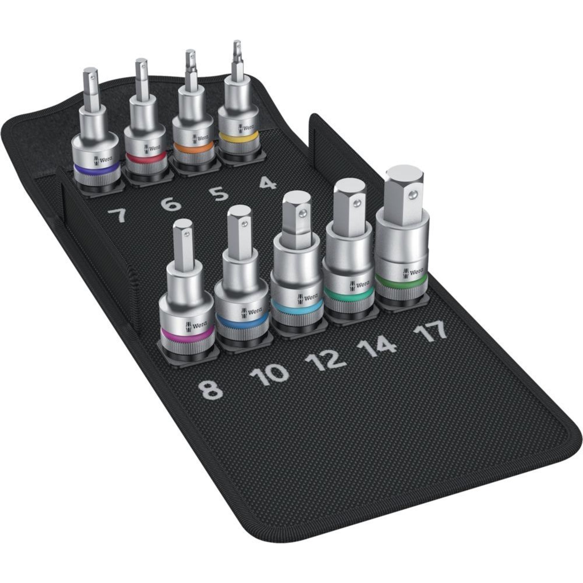 Schraubendrehereinsatz- Satz 1/2" Innensechskant mit Haltefunktion 9-teilig Wera