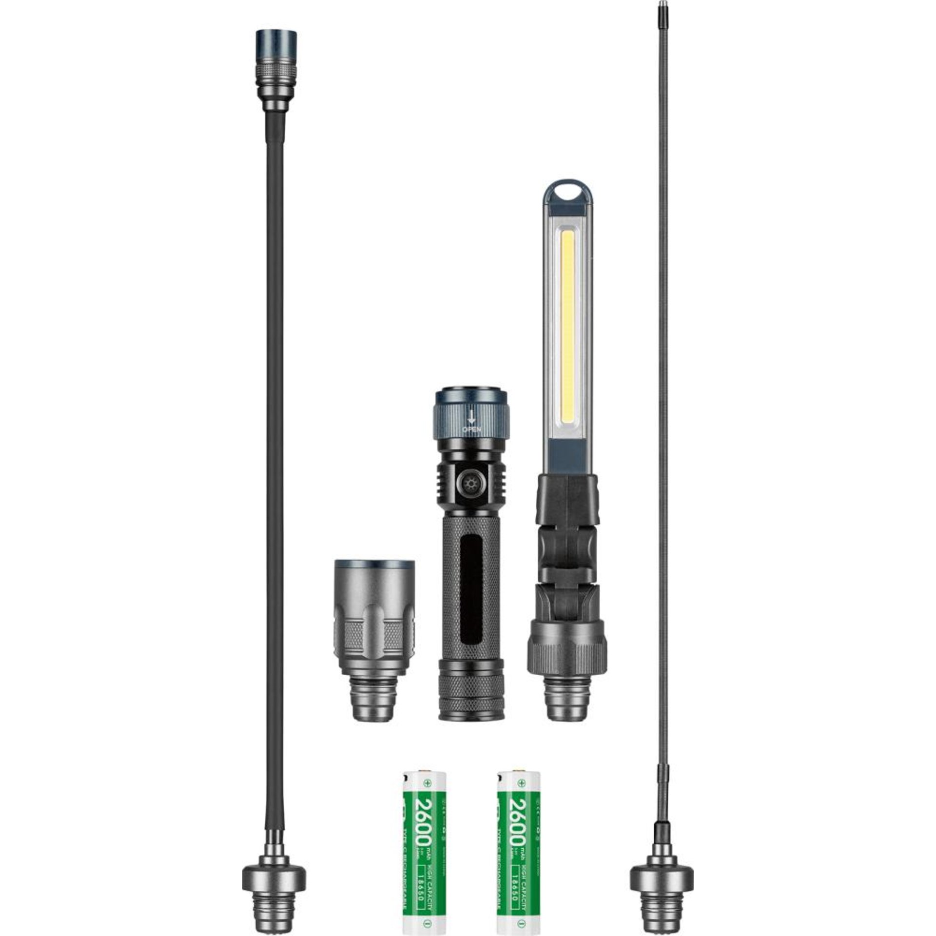 Arbeitslampen Satz mit 2 Akkus Multi Light LED mit verschiedene Adapter 2 x Akku im Satz