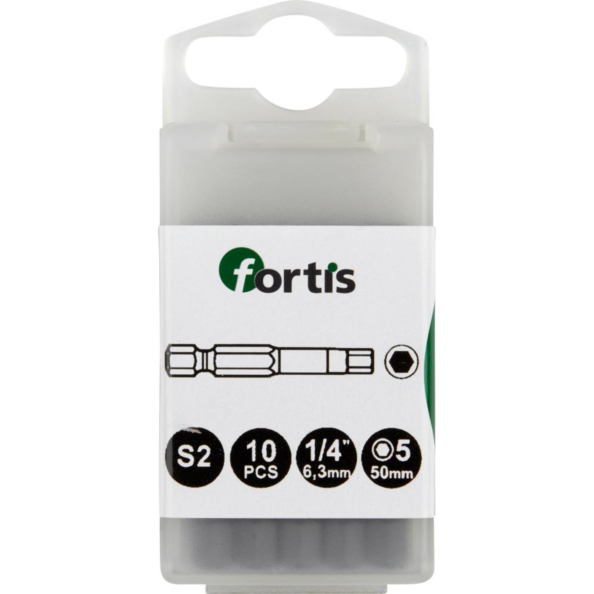 Bit zähhart 1/4" DIN3126 E6,3 Innensechskant 5x50mm 10er Pack FORTIS