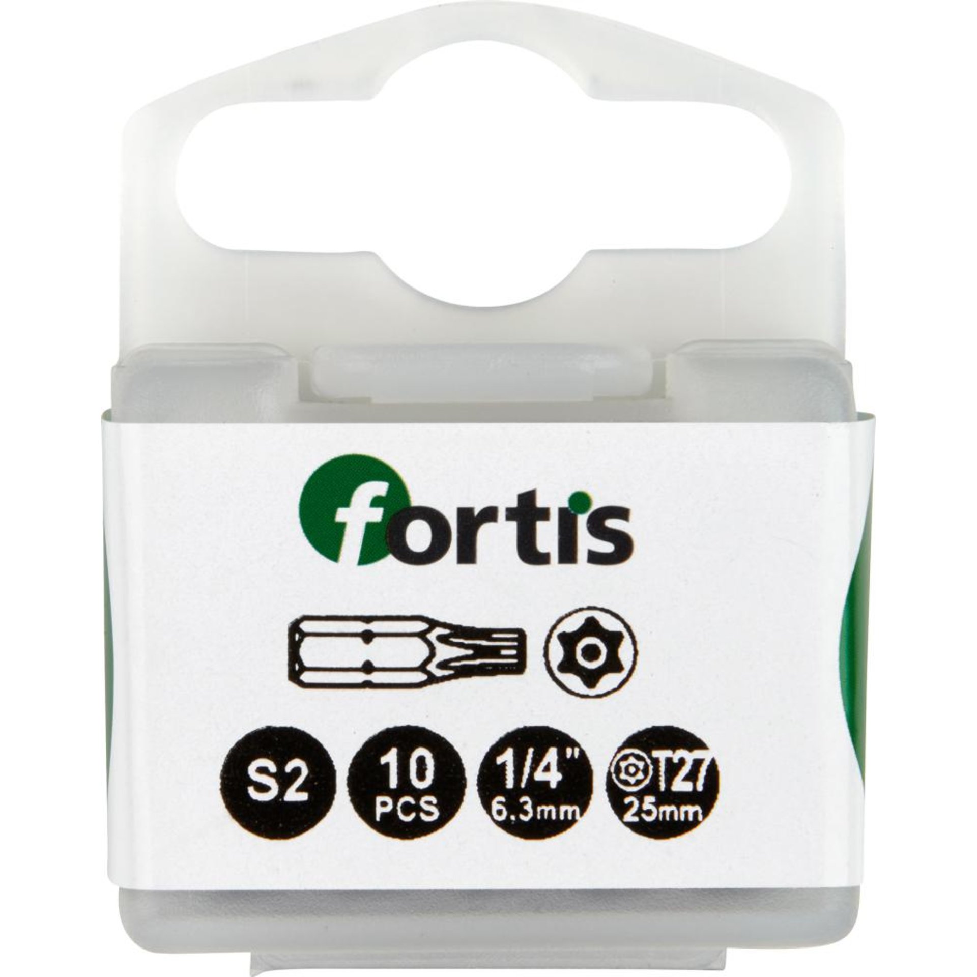 Bit zähhart 1/4" DIN3126 C6,3 T27x25mm mit Bohrung 10er Pack FORTIS