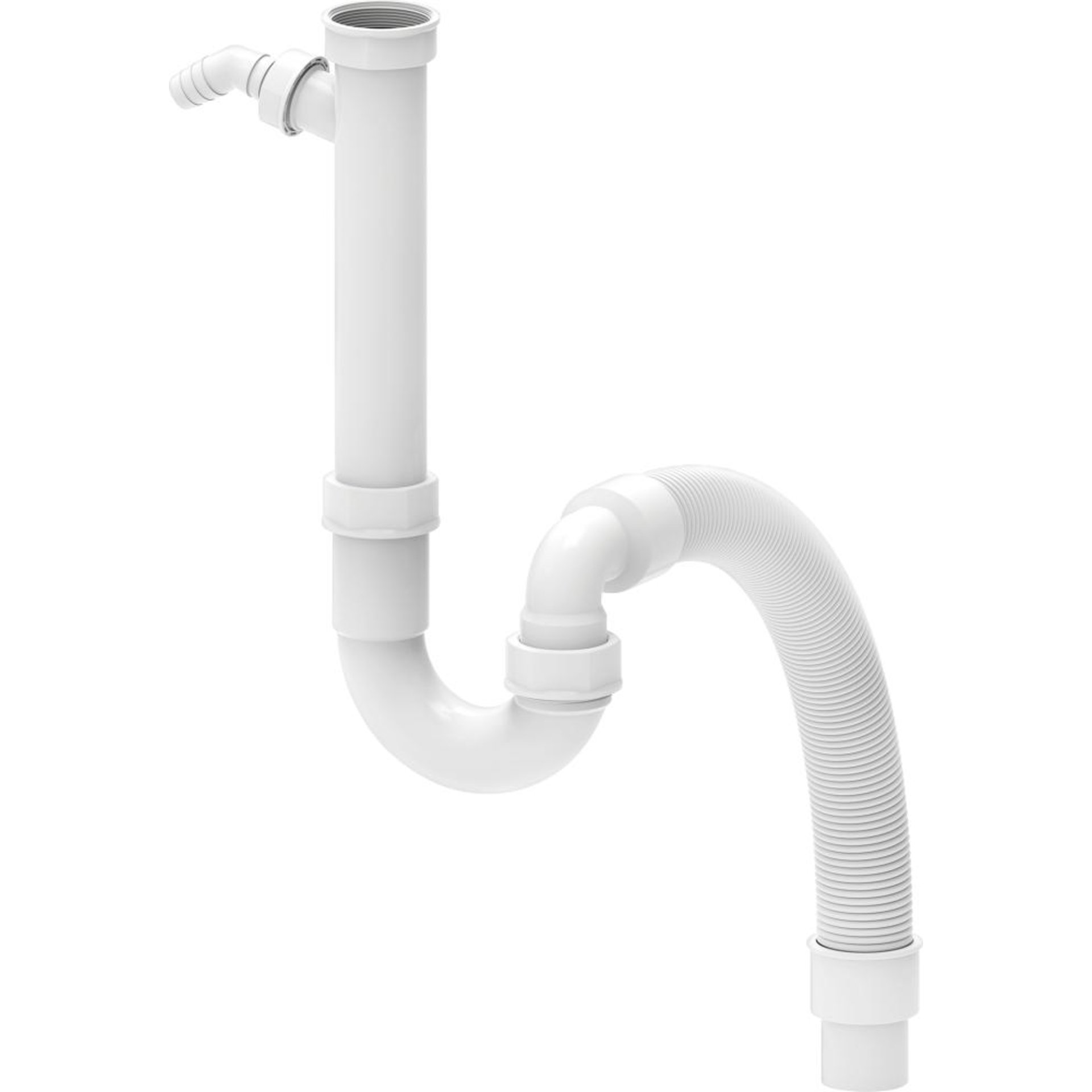 KS Flex-Spültisch- Röhrensiphon, Weiß, 1 1/2"IG x DN 40/50 mm, mit 3/4" Geräteanschluss