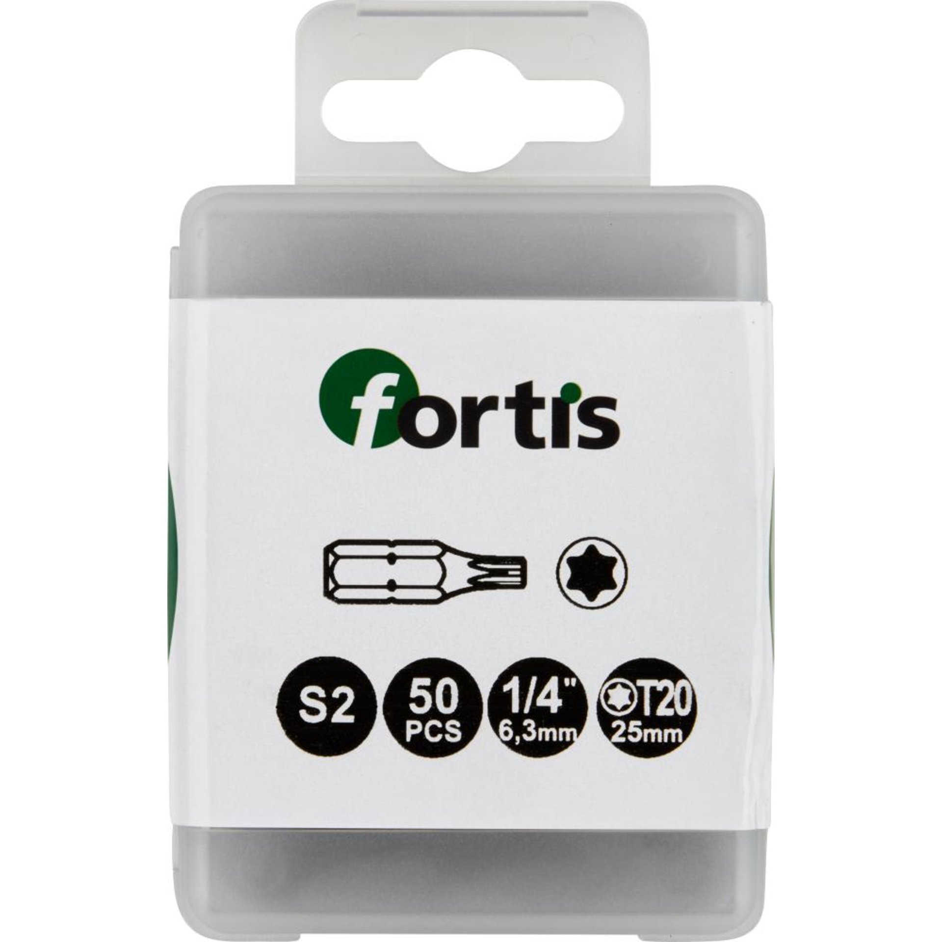 Bit zähhart 1/4" DIN3126 C6,3 T20x25mm 50er Pack FORTIS