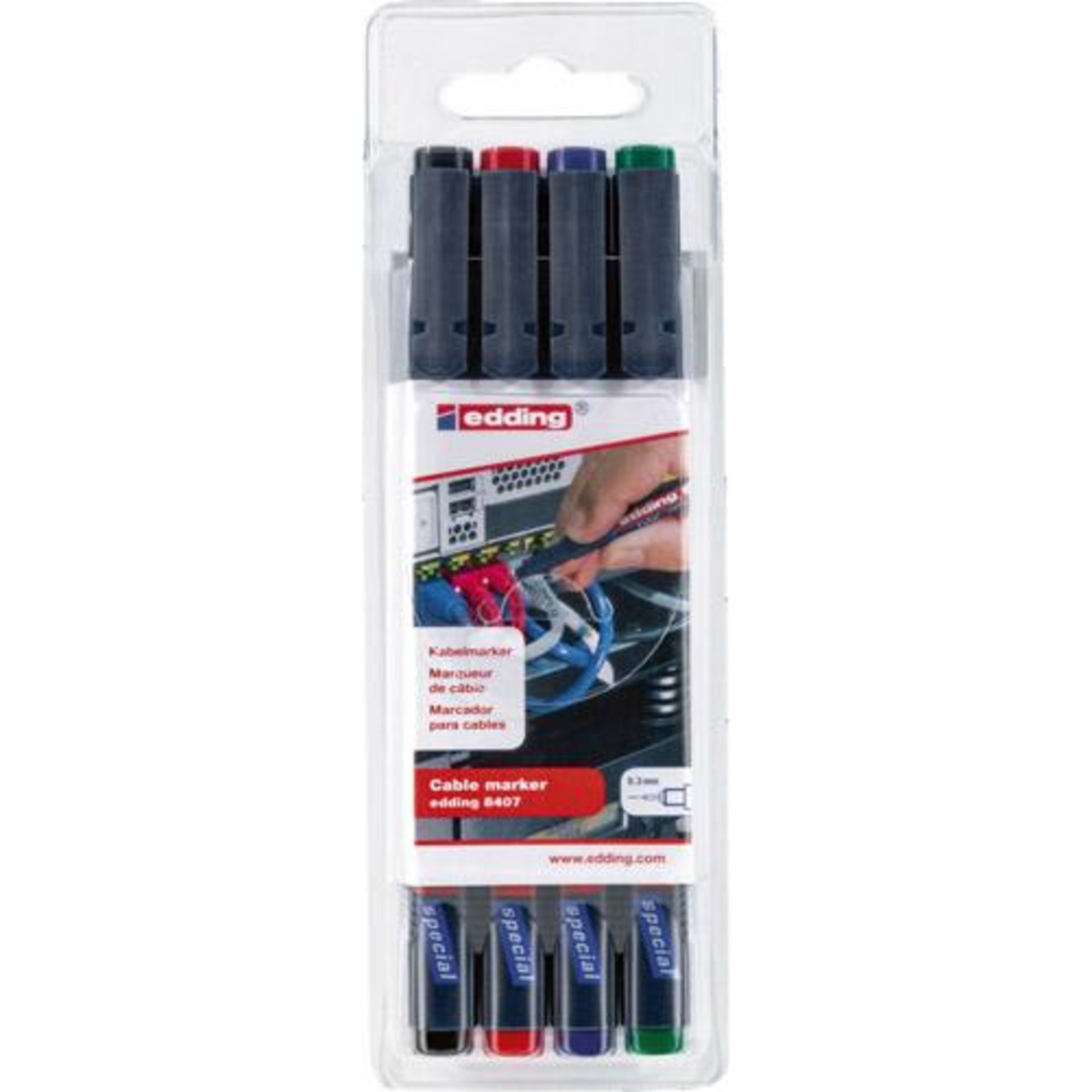 Kabelmarker-Set 8407 schwarz, rot, blau, grün edding