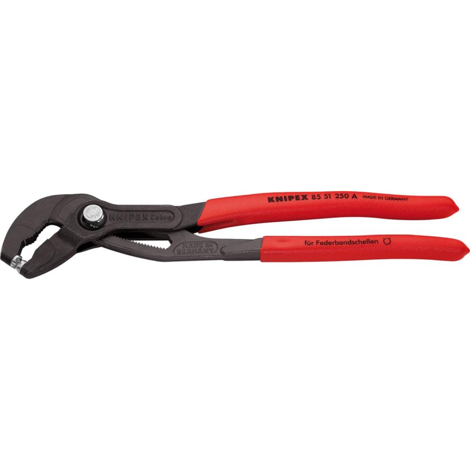 Schlauchklemmenzange für Federbandschellen Griffe kunststoffüberzogen 250mmKNIPEX