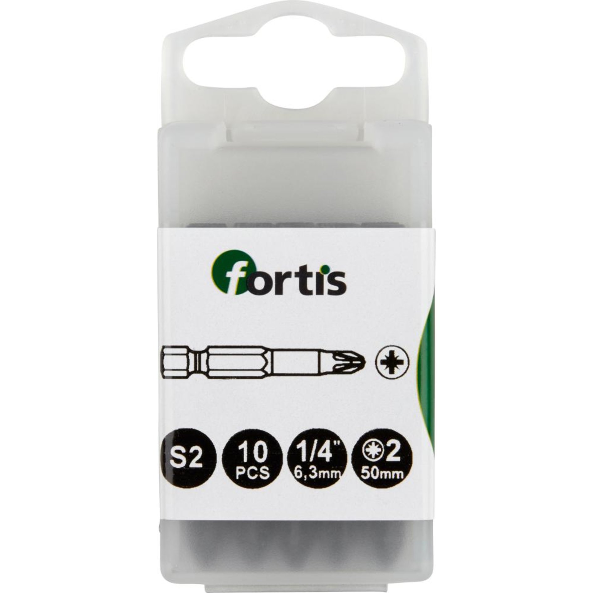 Bit zähhart 1/4" DIN3126 E6,3 PZ2x50mm 10er Pack FORTIS