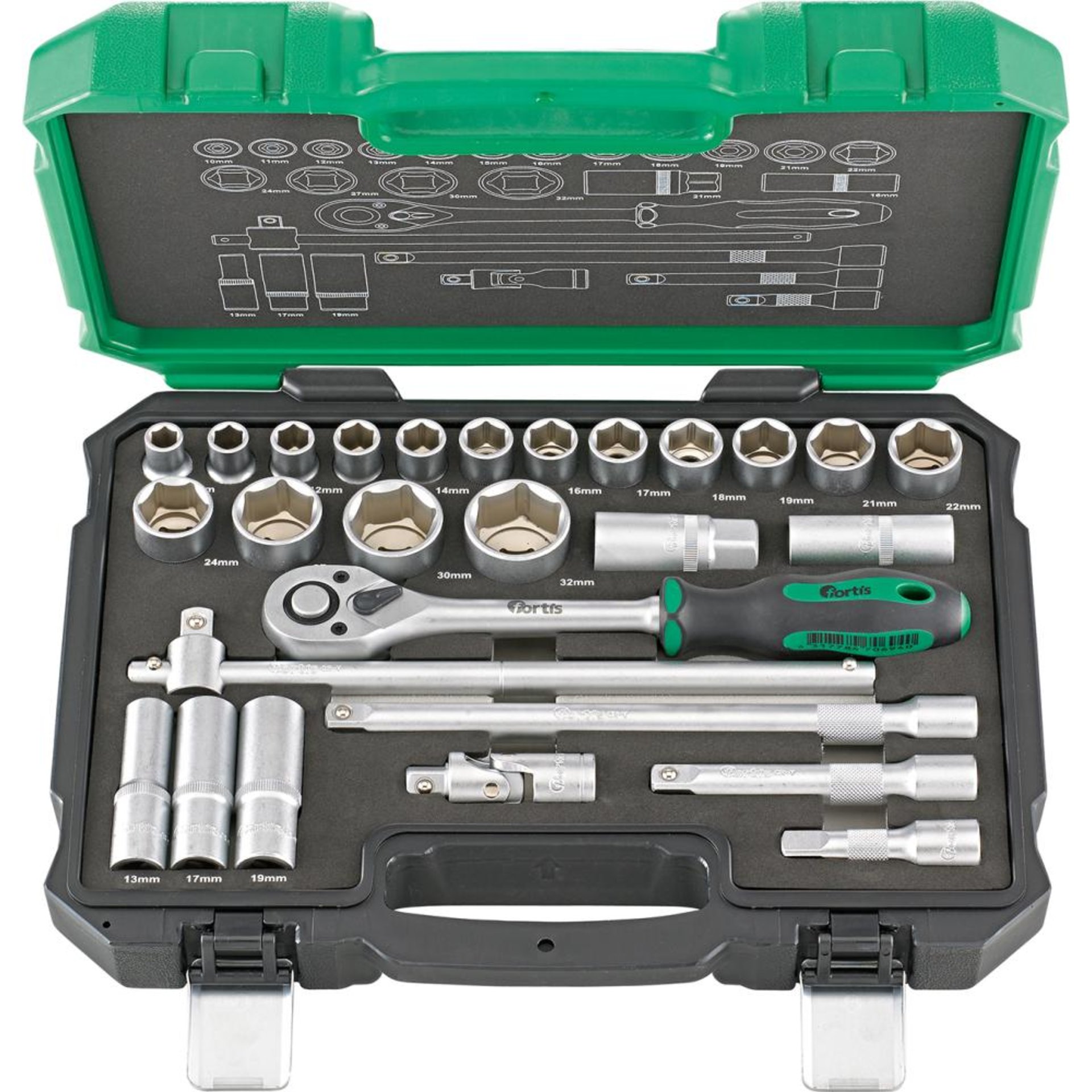 Steckschlüssel-Garnitur 1/2" 27-teilig FORTIS