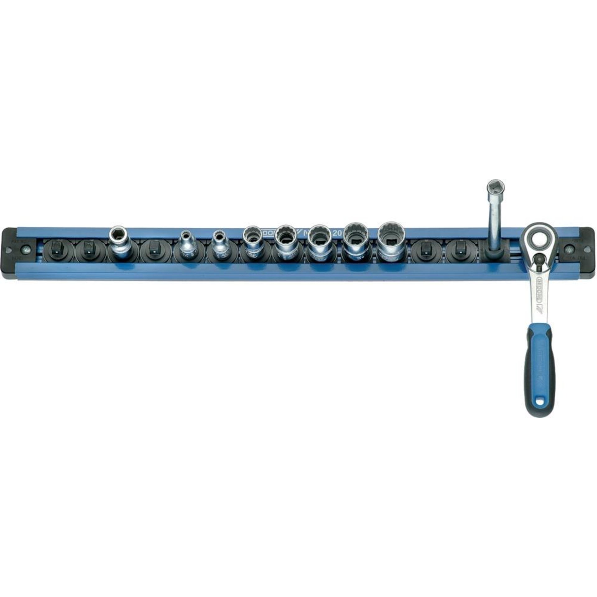 Steckleiste mit 13 Außen-sowie 2 Innen-4-kant-Adaptern 1/4" 380mm Gedore