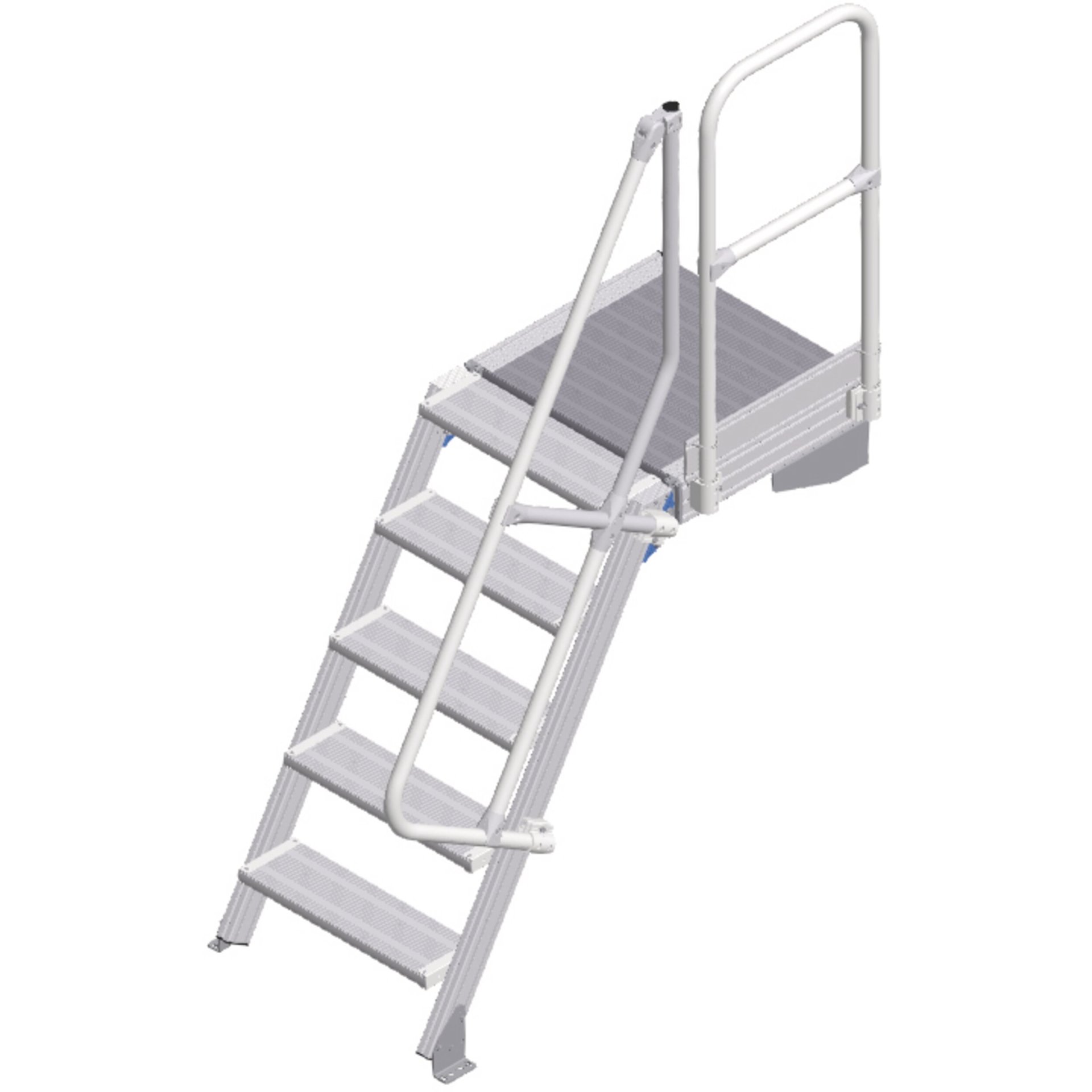 LM-Treppe mit Plattform 60° 5 Stufen, 600 mm breit, Höhe 1,25 m