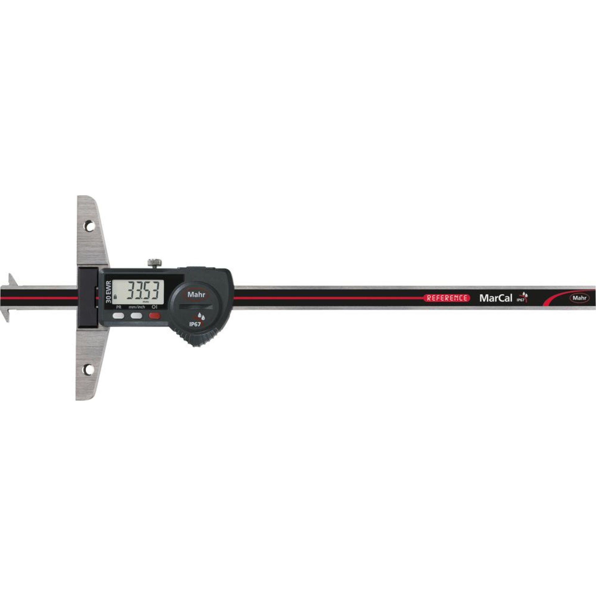 Dig.-Tiefenmessschieber 30EWR-D IP67 200mm mit Daten MAHR