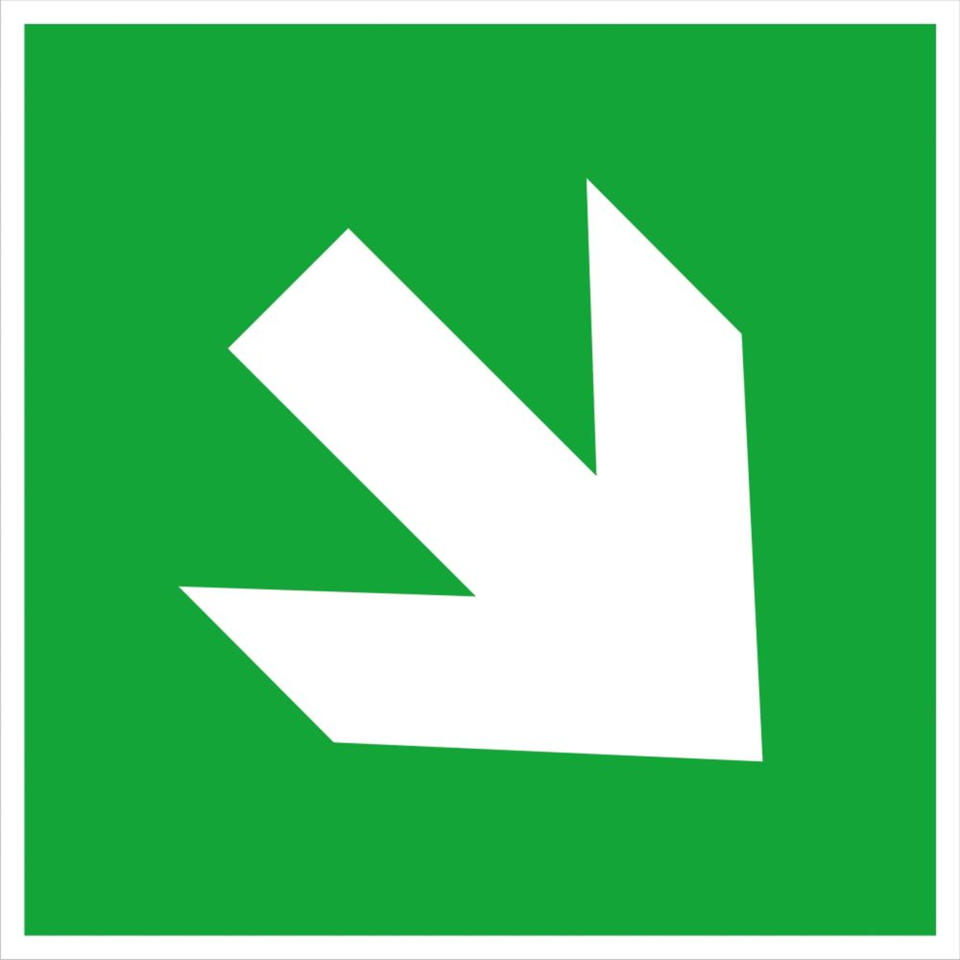 Rettungsschild, Zusatzschild Richtungspfeil, schräg