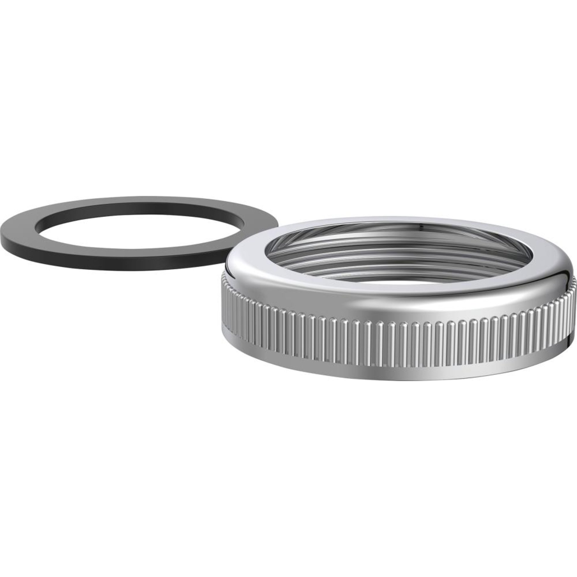 Rändelmutter, Chrom, 1 1/4", mit Dichtung