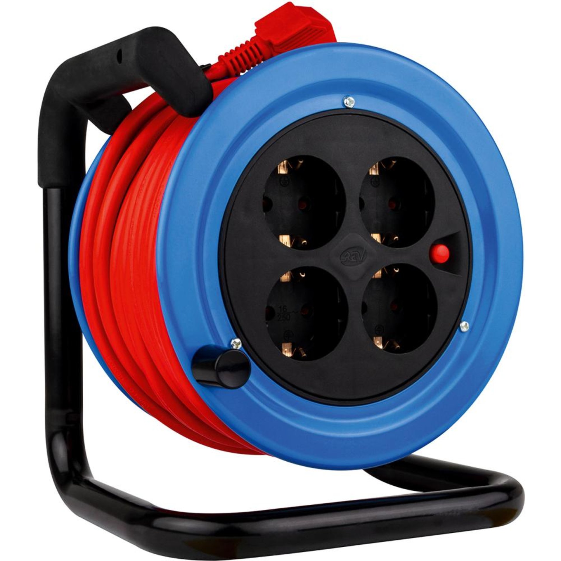 Kabeltrommel 15m Stahl Mini schwarz/türkisH05VV-F3G1,5 REV