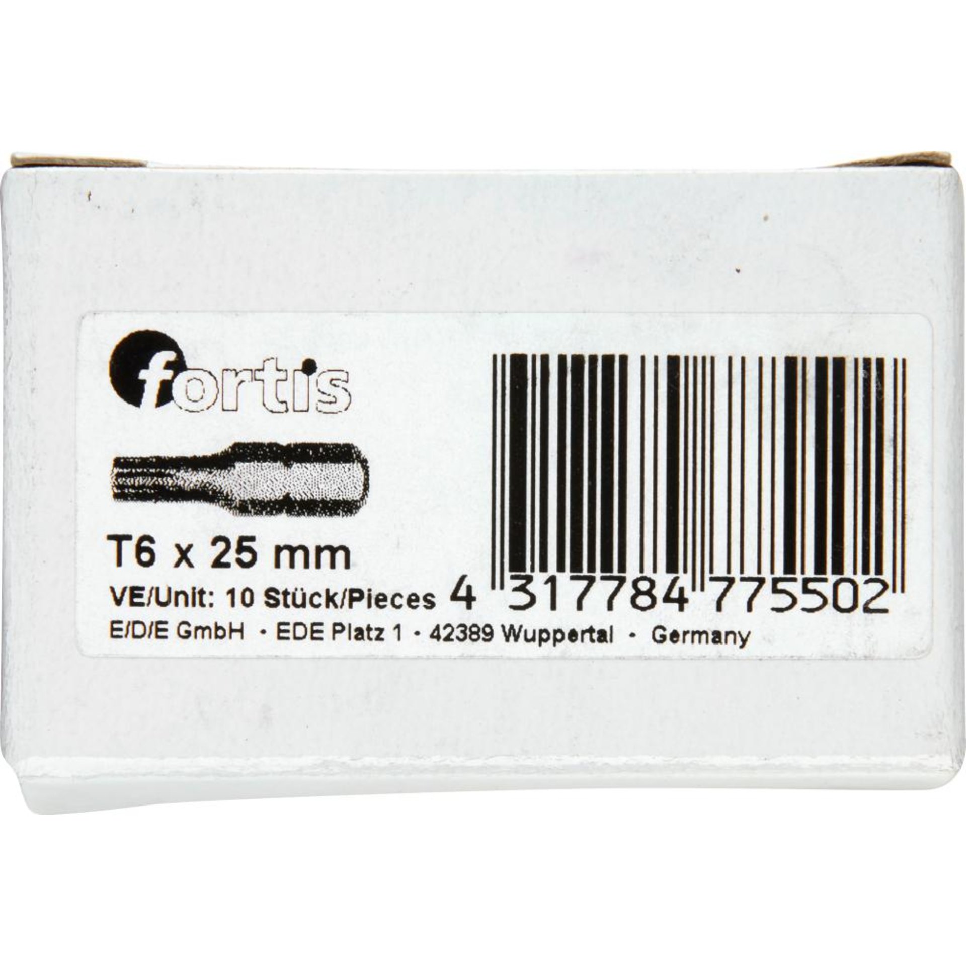 Bit zähhart 1/4" DIN3126 C6,3 T6x25mm 10er Pack FORTIS