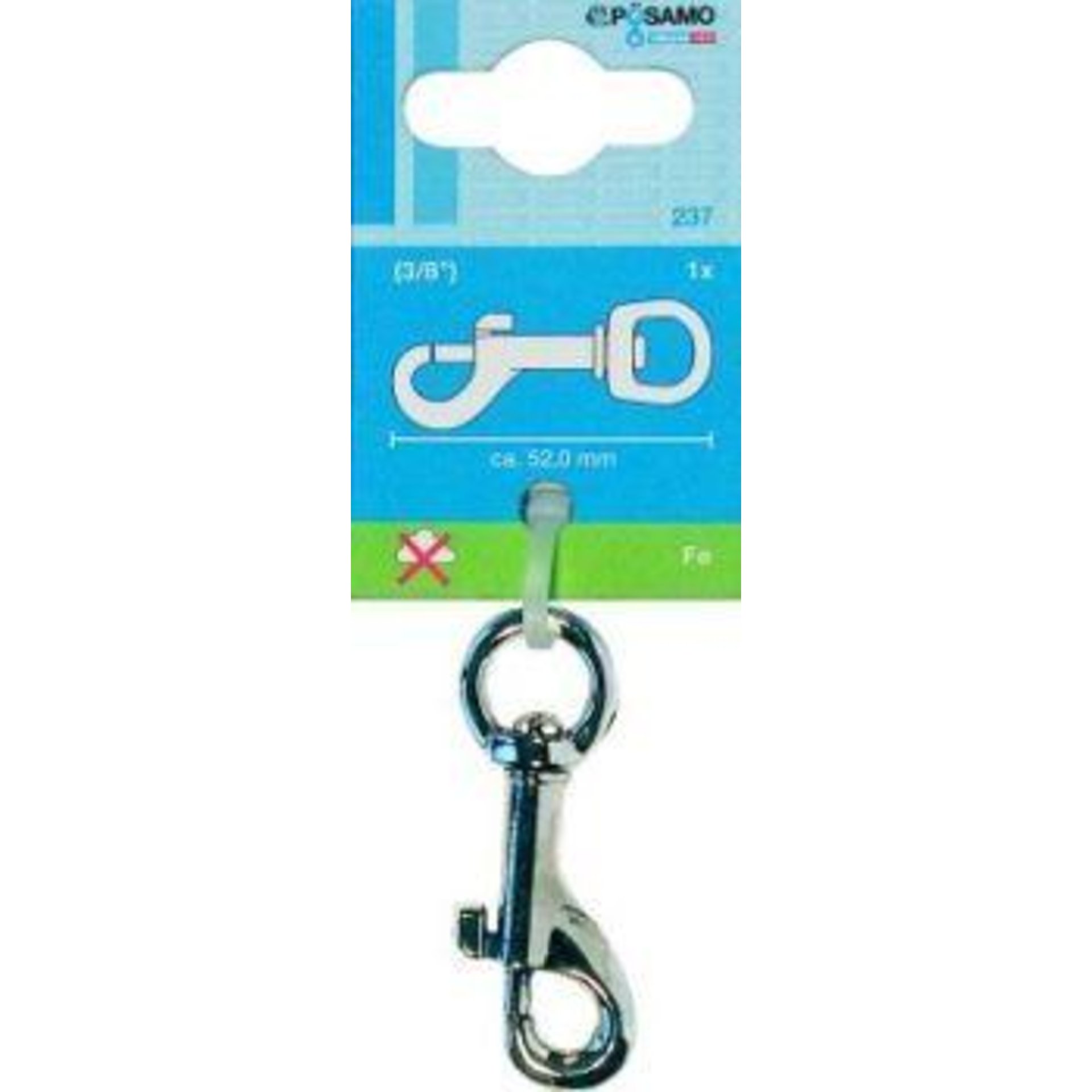 Bolzenkarabiner, mit drehbarem Ring, vernickelt