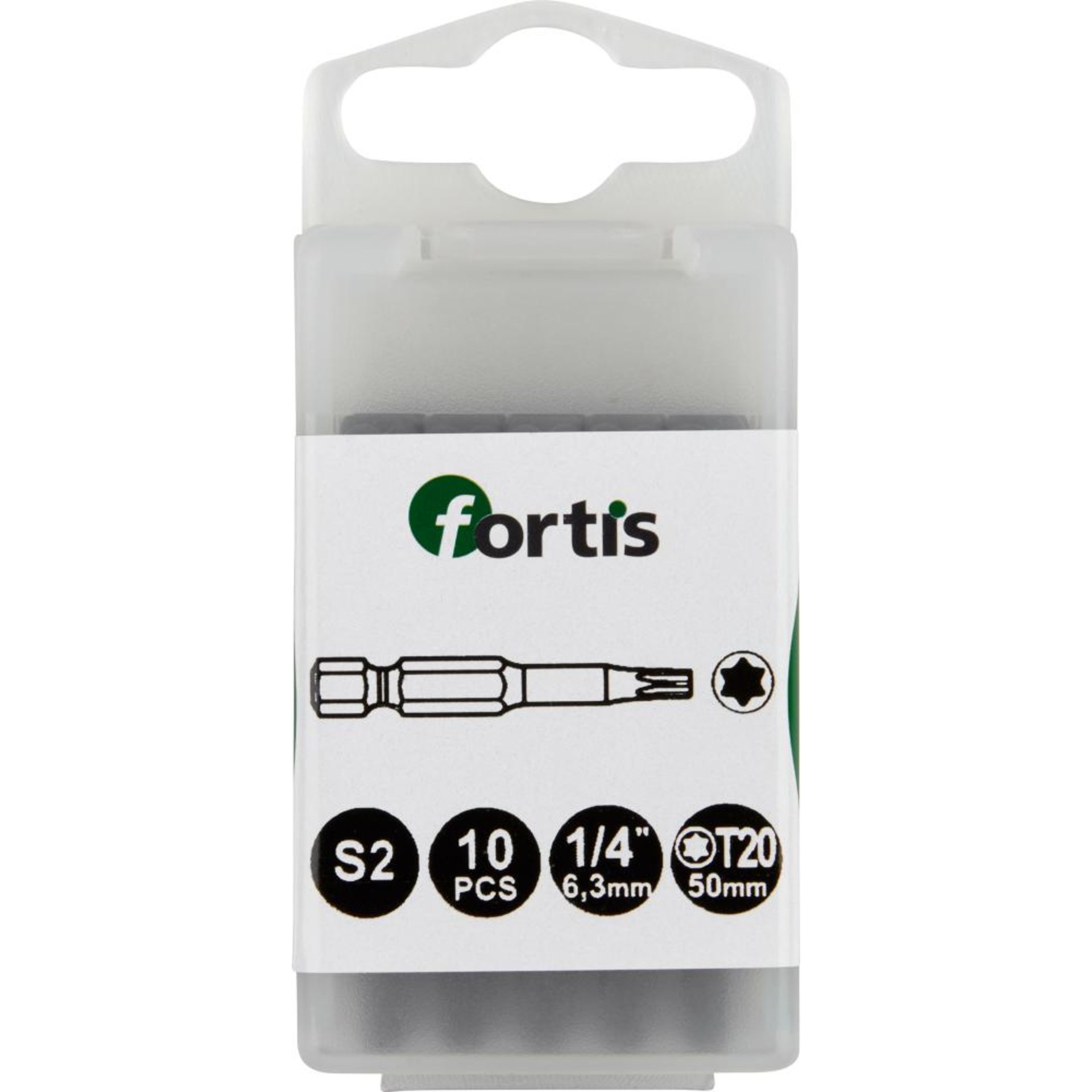 Bit zähhart 1/4" DIN3126 E6,3 T20x50mm 10er Pack FORTIS