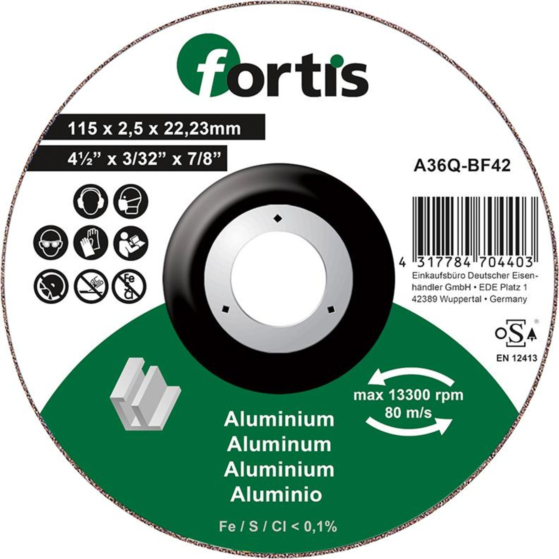 Trennscheibe ALU-NE 115 x 2,5mm gekr. FORTIS
