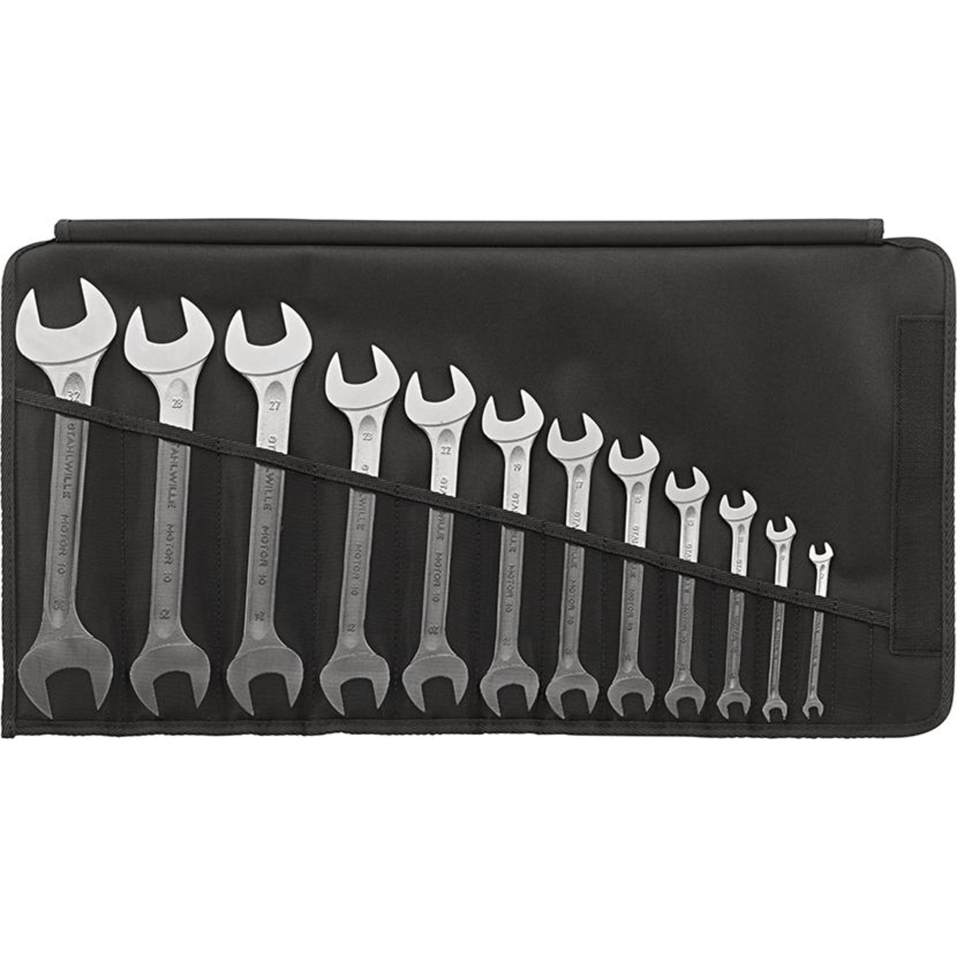 Doppelmaulschlüssel-Satz DIN 3110 6-32mm 12-teilig in Rolltasche Stahlwille