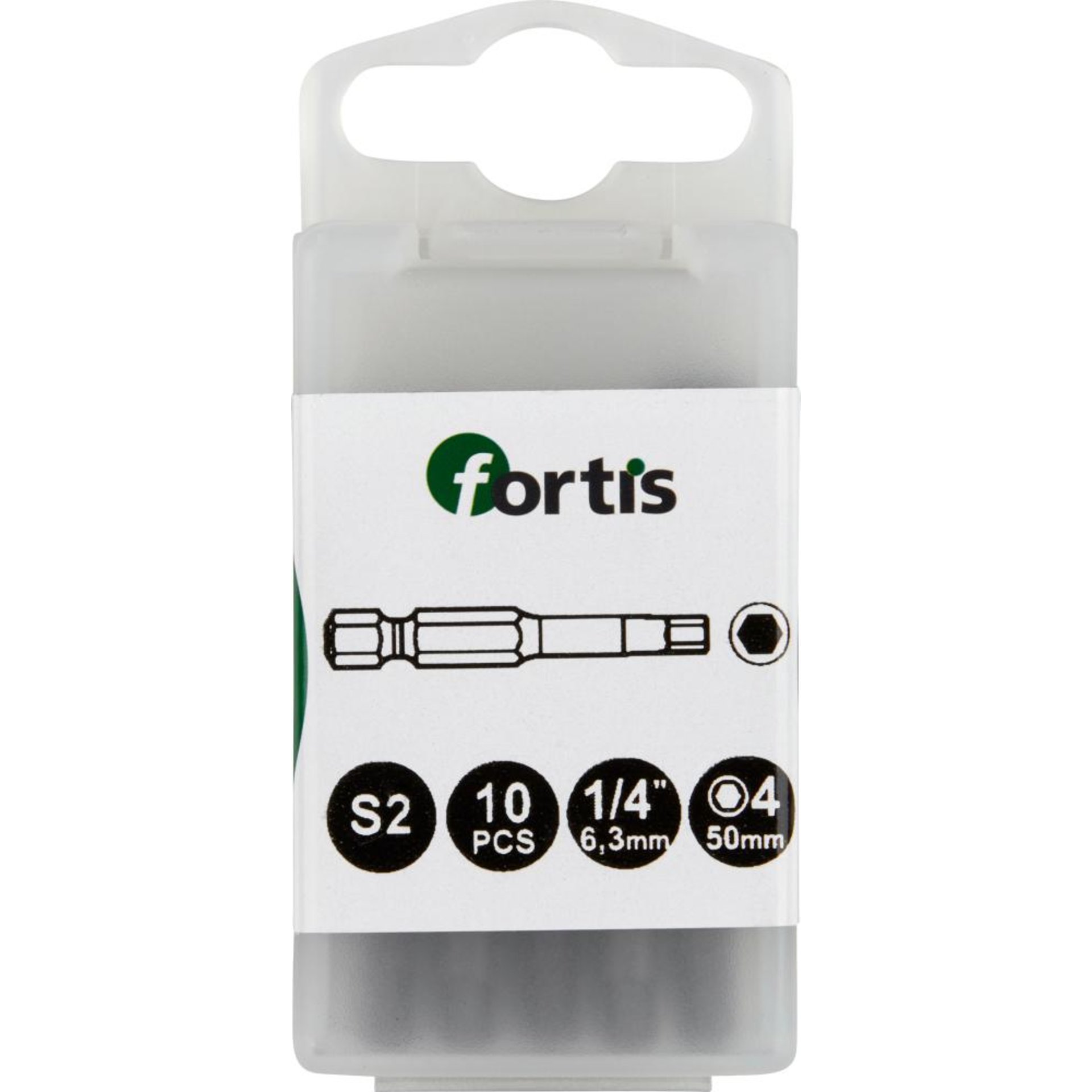 Bit zähhart 1/4" DIN3126 E6,3 Innensechskant 4x50mm 10er Pack FORTIS