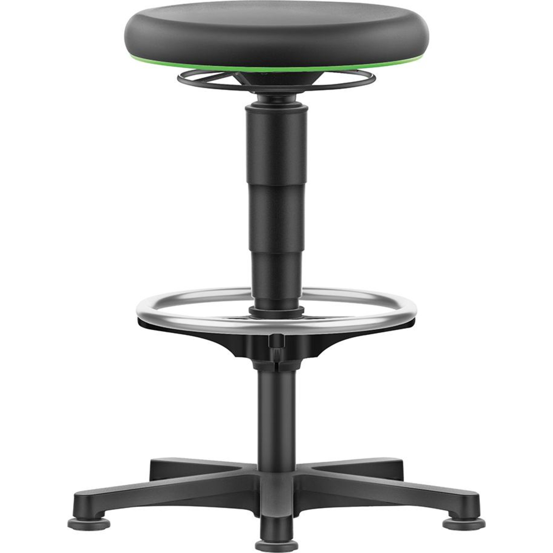 Drehhocker Integralschaum Sitzhöhe 530 - 750 mm mit Gleiter und Fußring