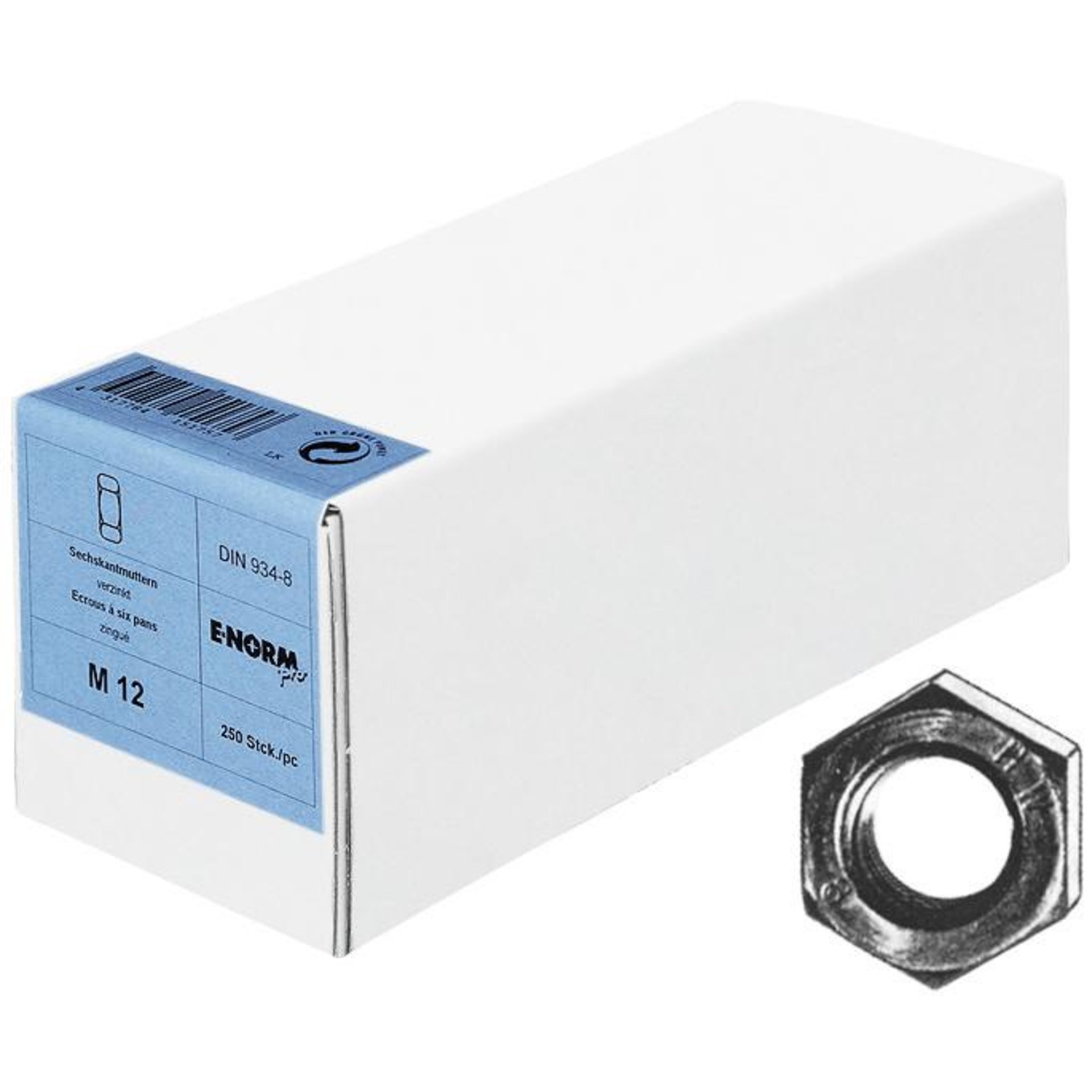 DIN 934-8, 6-kant-Mutter, galvanisch verzinkt, Handelsverpackung