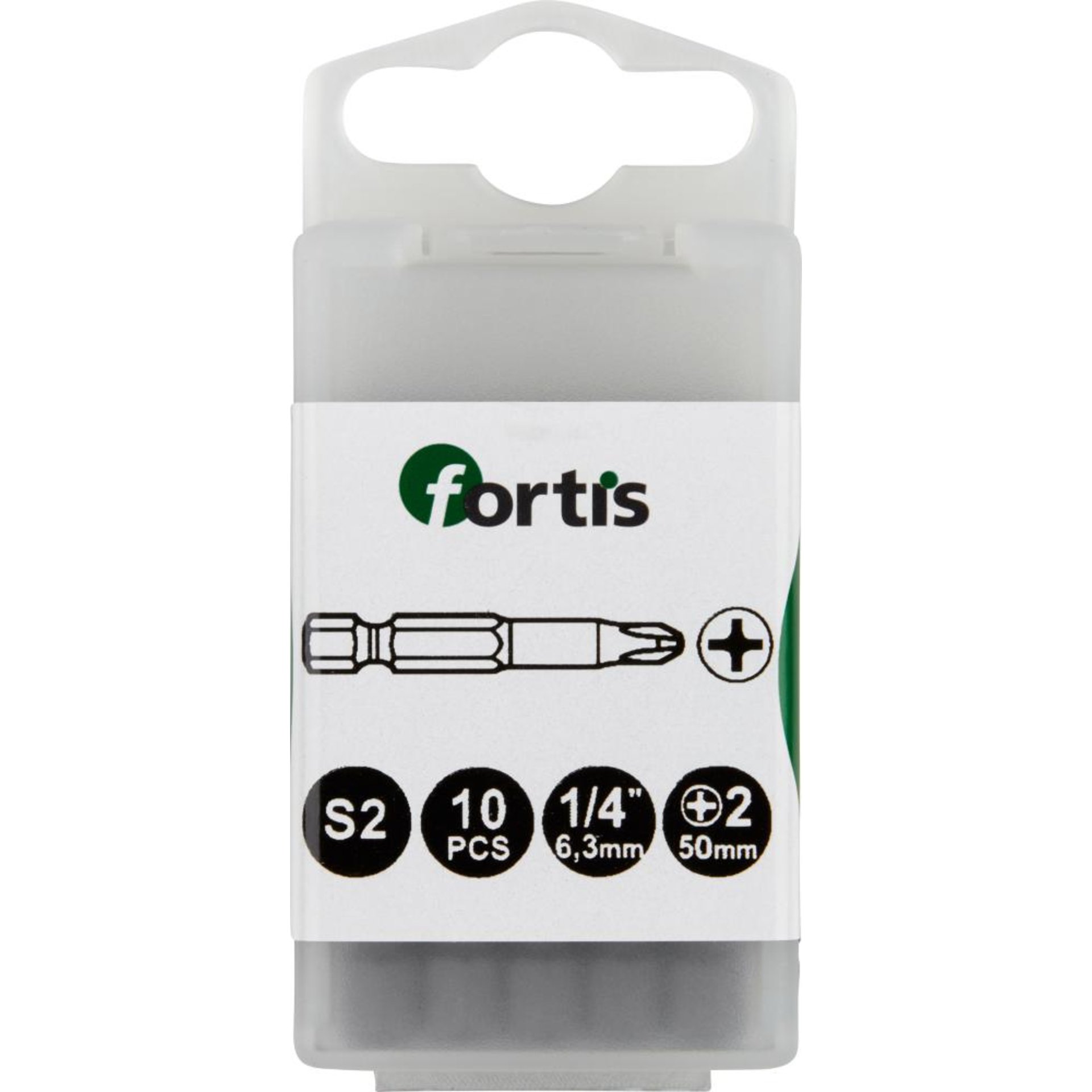 Bit zähhart 1/4" DIN3126 E6,3 PH2x50mm 10er Pack FORTIS