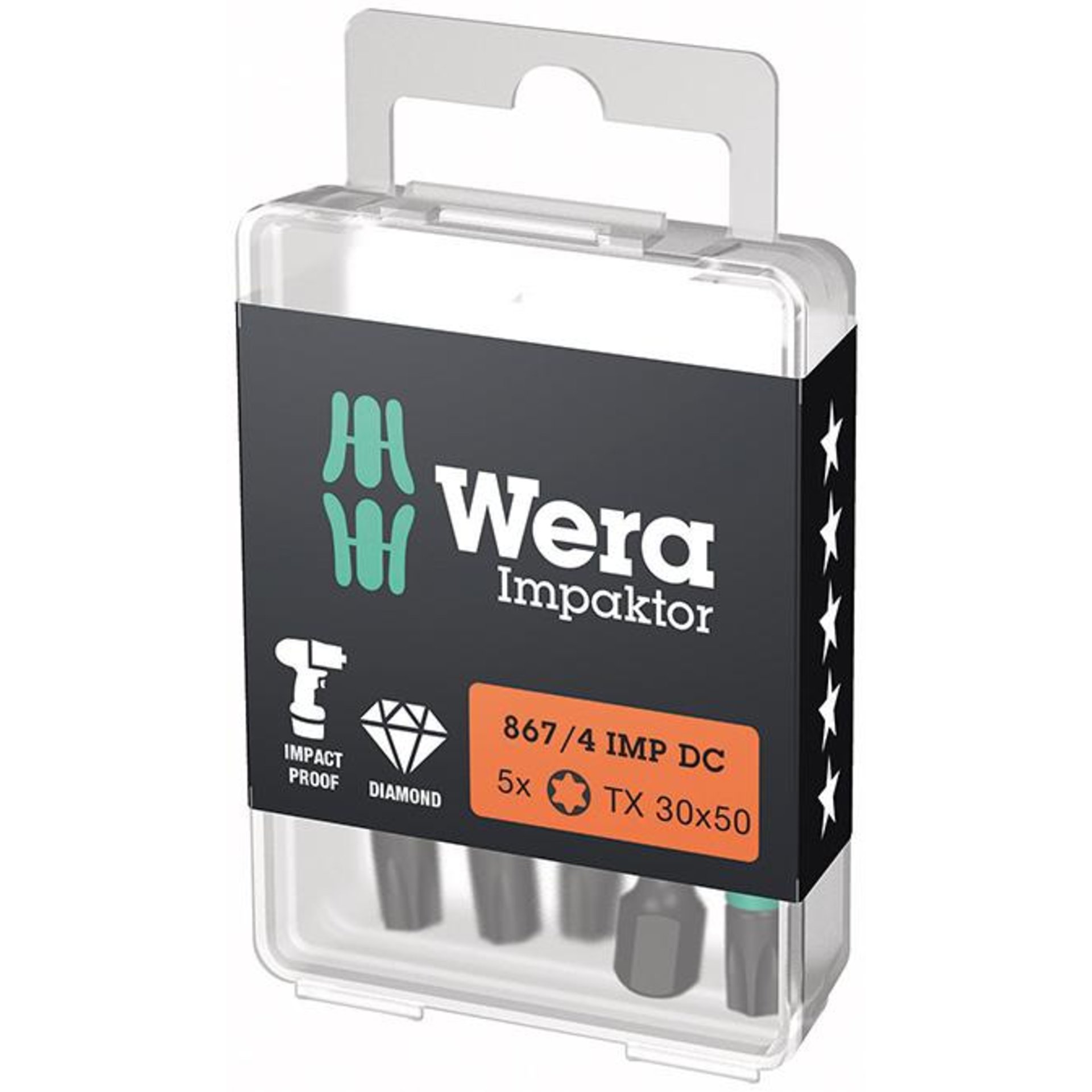 Bit Impaktor 1/4" DIN 3126 E6,3 T30x50mm 5er Pack Wera
