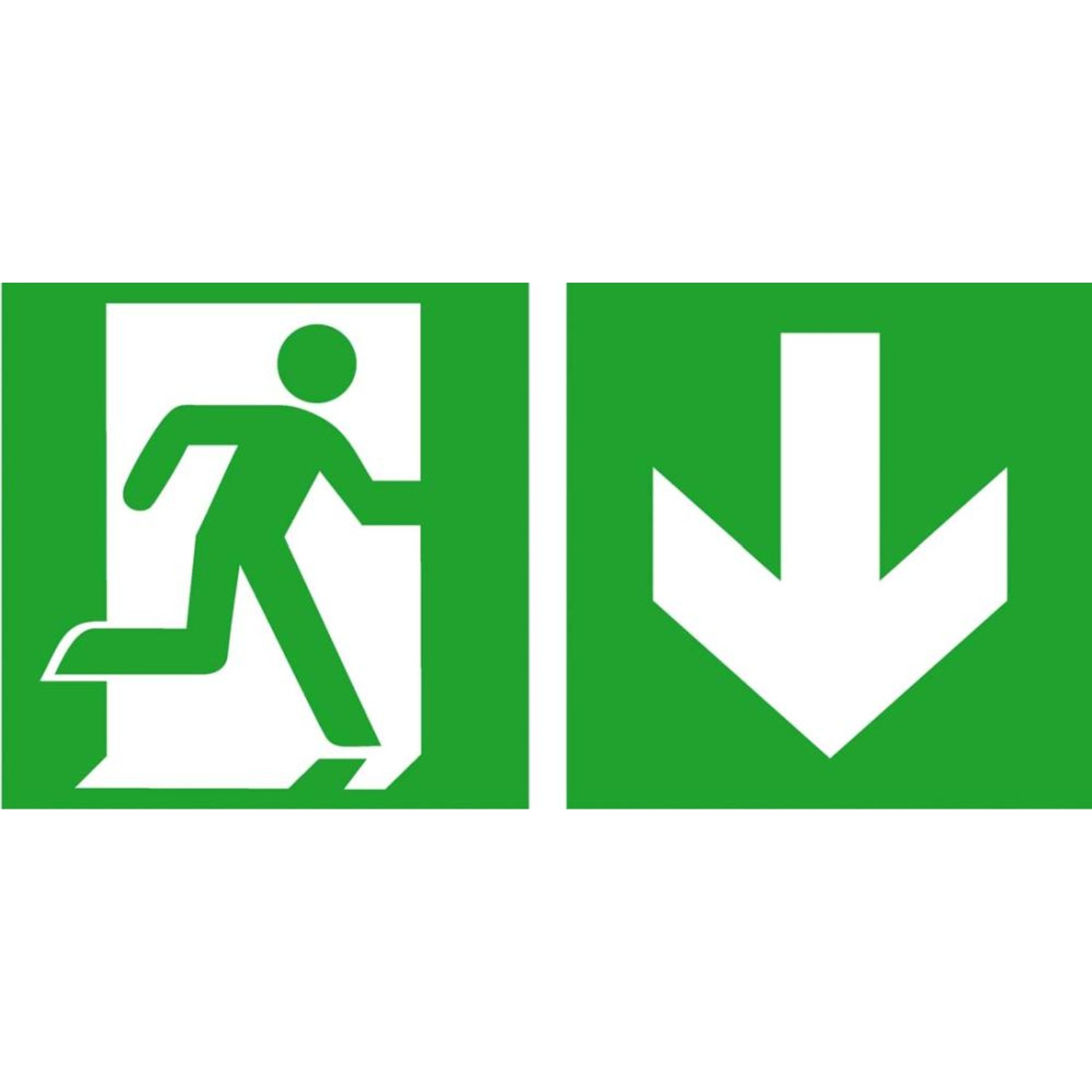 Rettungsschild, Notausgang rechts abwärts