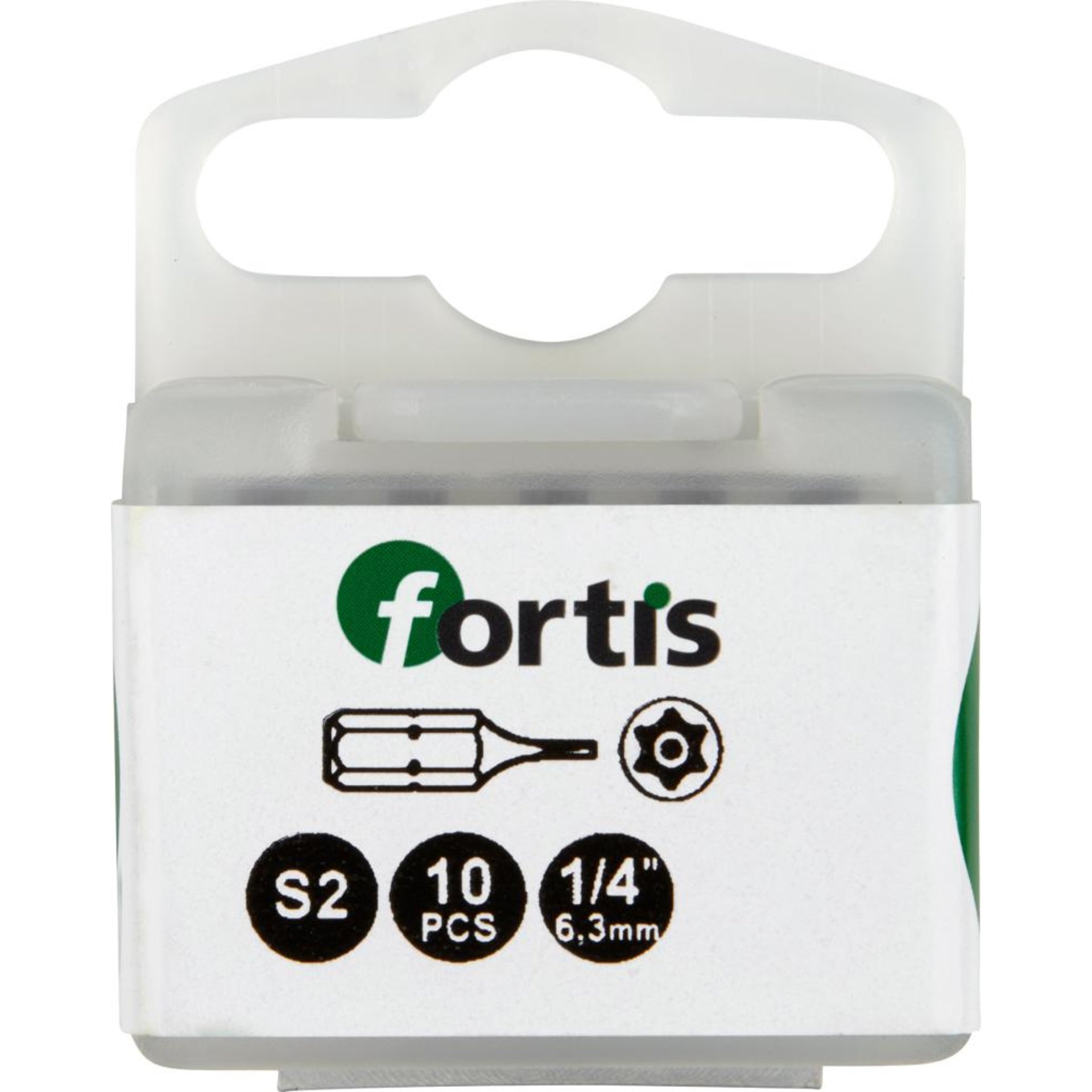 Bit zähhart 1/4" DIN3126 C6,3 T10x25mm mit Bohrung 10er Pack FORTIS