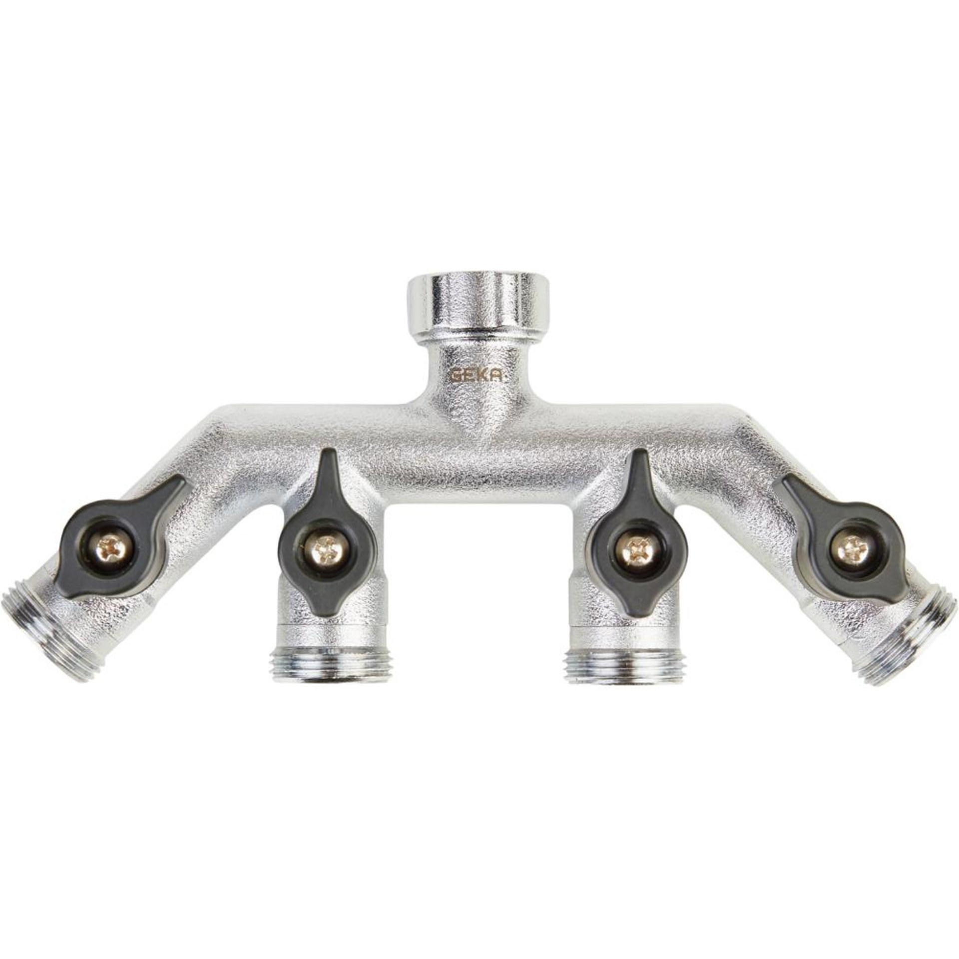 Vierwegeventil IG G 3/4" 4 x AG G 3/4" MS Cr Karte