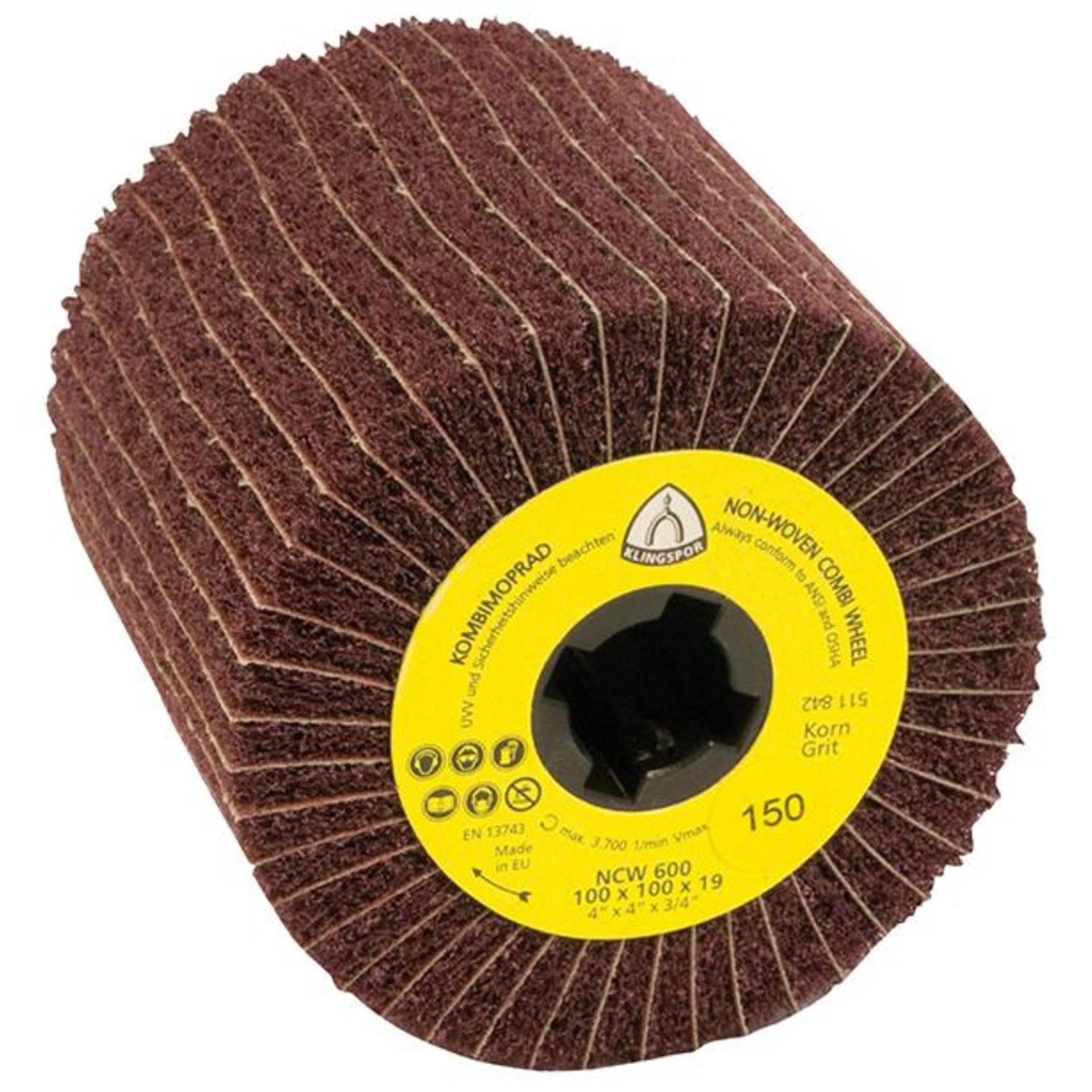 Schleifmoprad mit Vlies NCW600 K100 100x100x19mm Klingspor