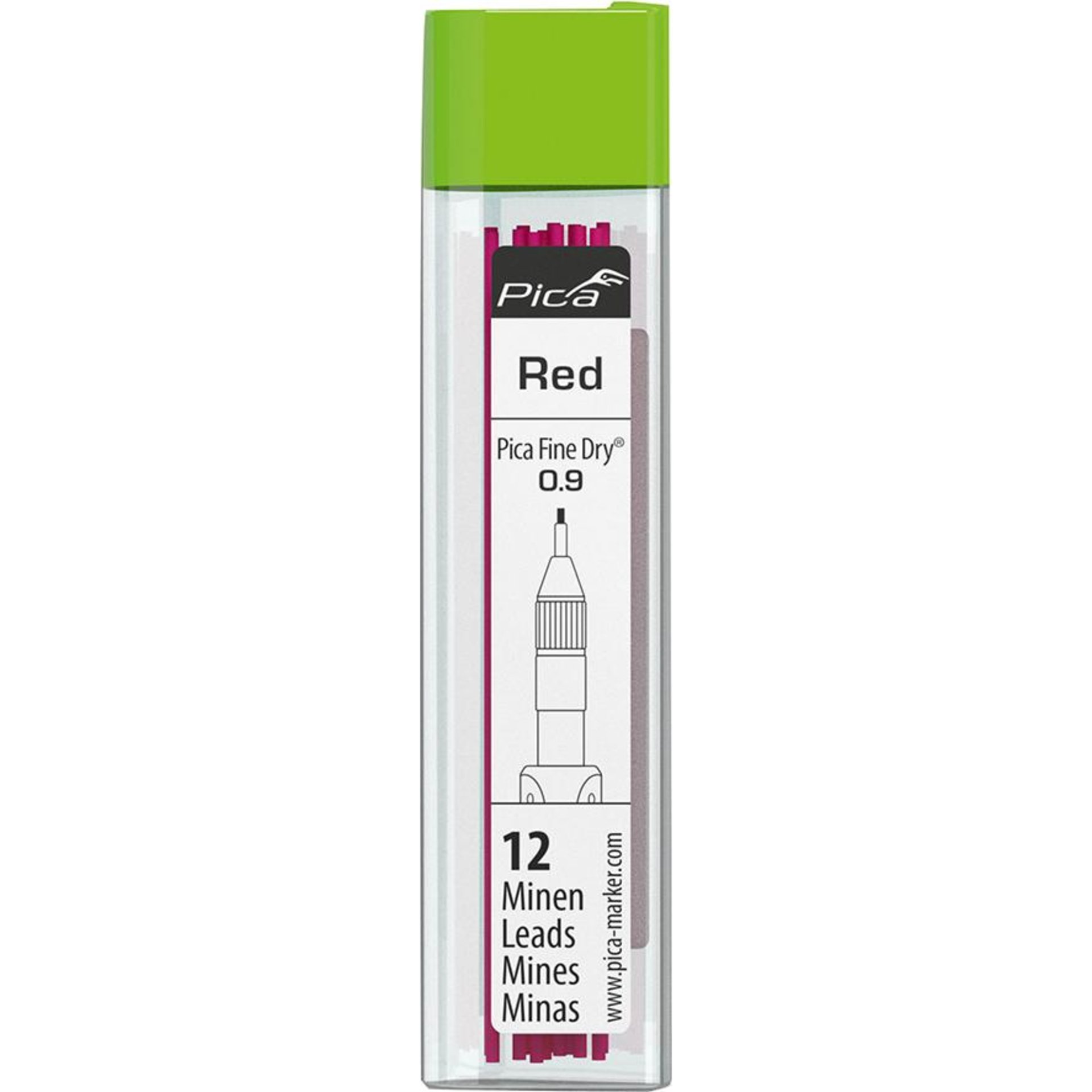 Ersatzminenset rot für Feinmarker FineDry rot 0.9 mm Pica