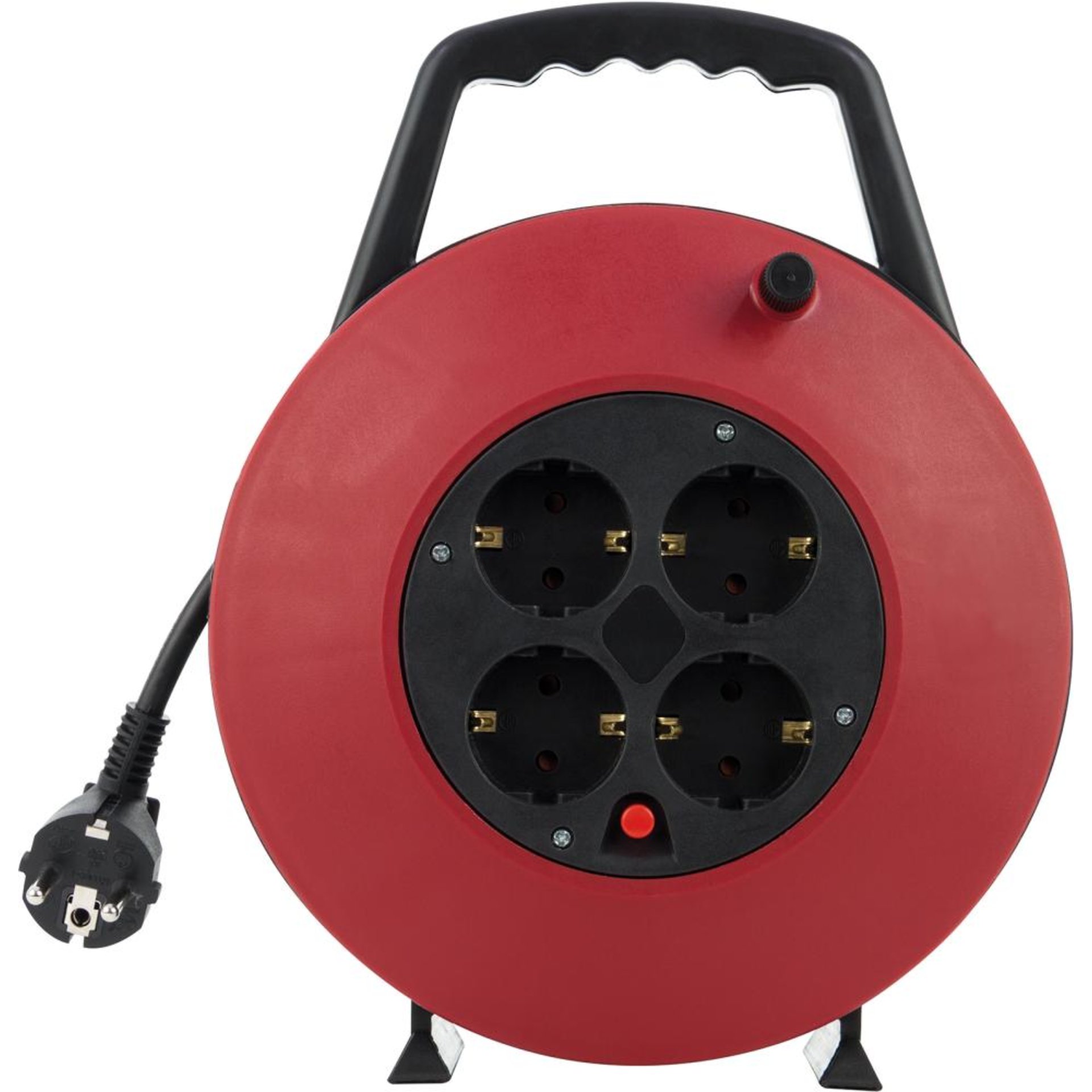 Kabelbox 10m 4-Fach schwarz/rot H05VV-F 3G1,5 REV
